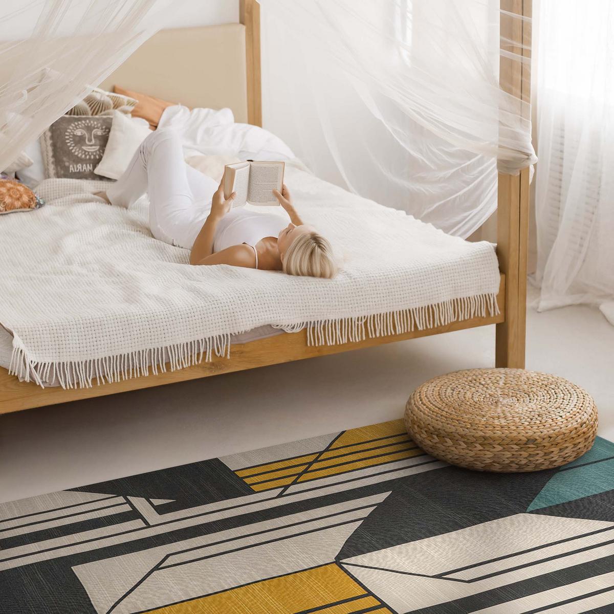 TEPPICH 60x90 cm Geometrisch Abstraktes Lineares Vintage Muster - Multicolor, Kunststoff (60/90cm) - Wallfluent