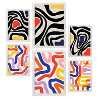 POSTER Set Mit 6 Florid Wie In Farbenfrohe Zusammenfassungen A3 & A4 Weißer Rahmen - Weiß, Papier (29/3cm) - Nacnic
