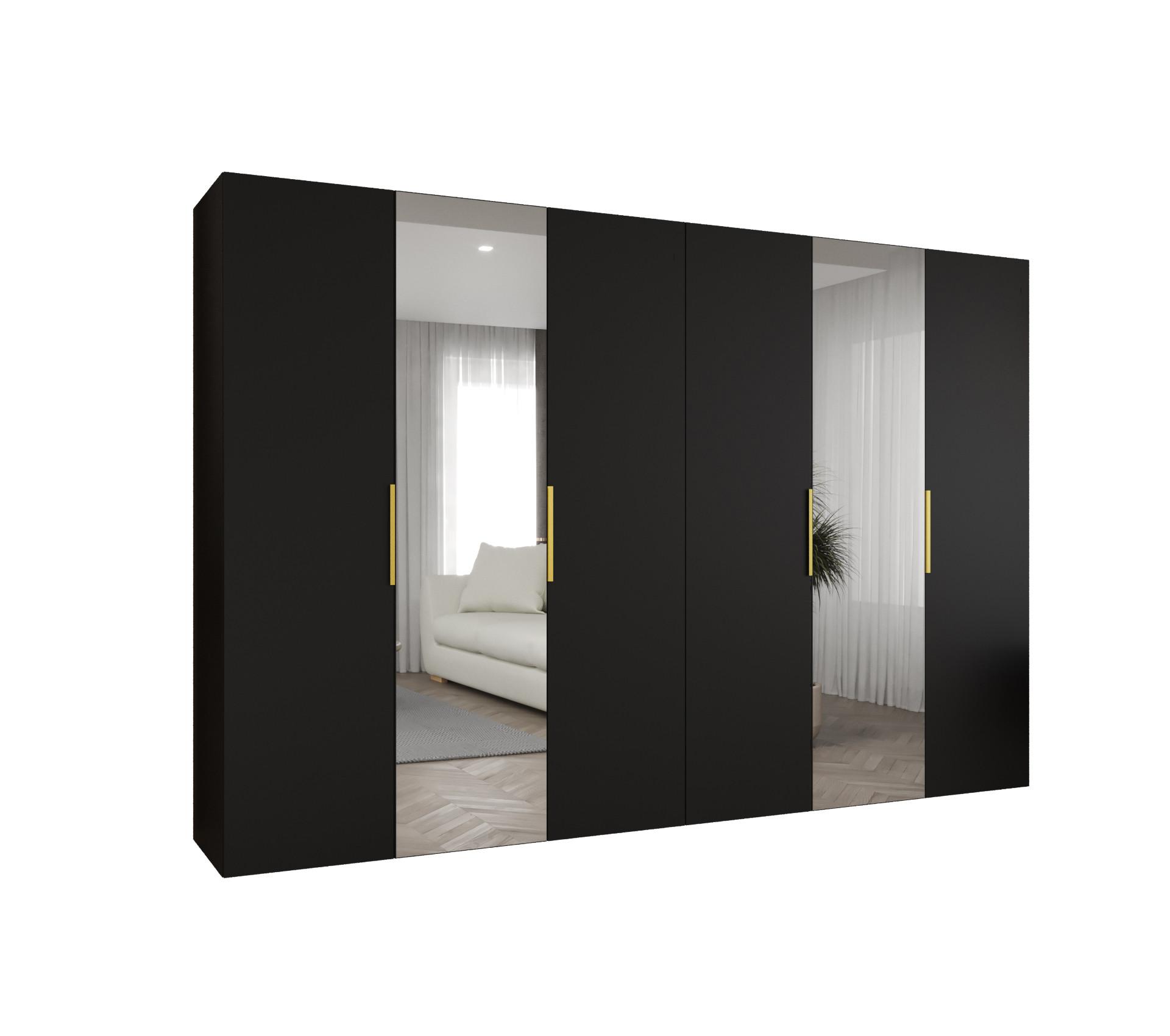 DREHTÜRENSCHRANK 202/300/52 6-türig - Goldfarben/Schwarz, Holz (300/202/52cm) - MÖBEL KRYSPOL