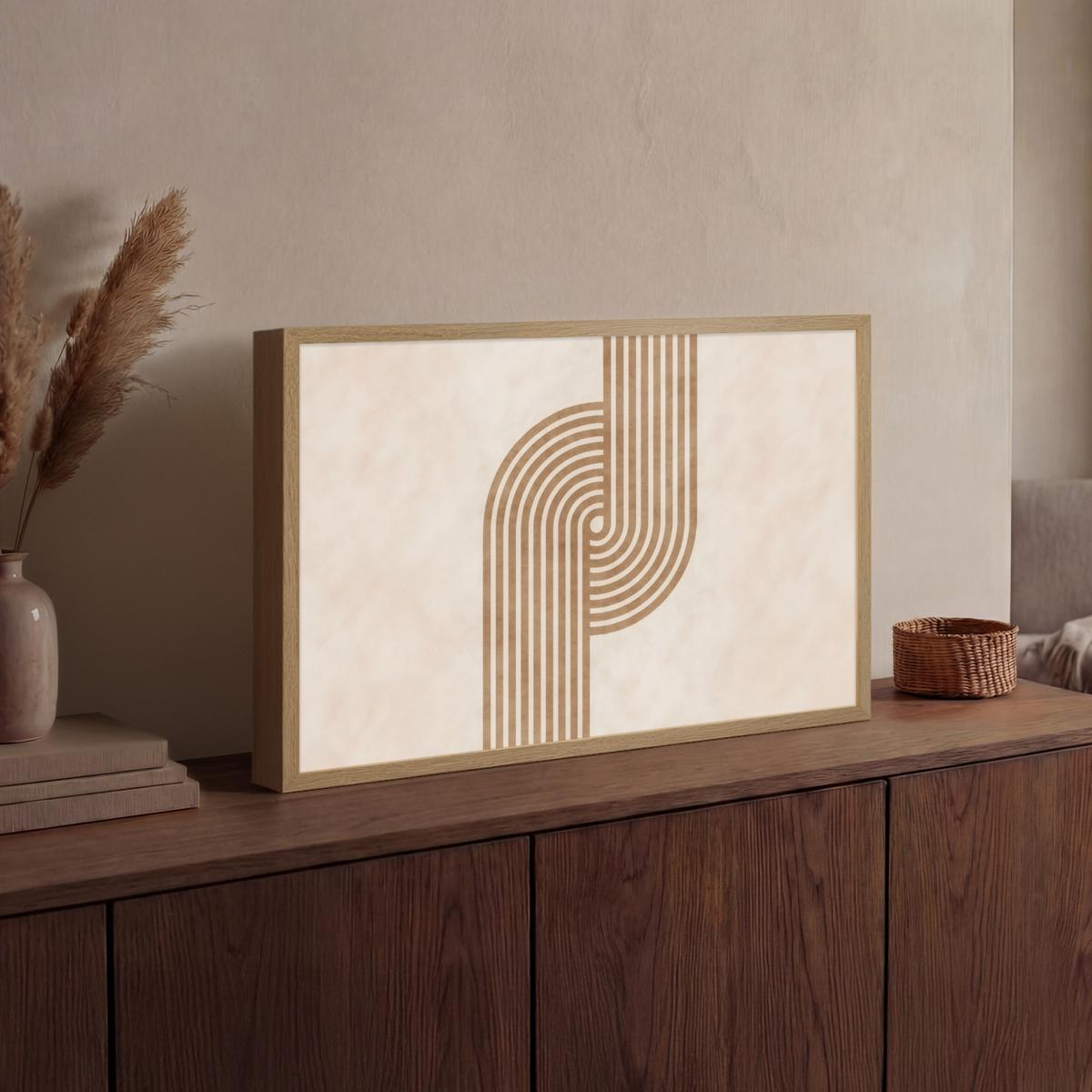 WANDLEUCHTE MIT AKKU Symmetrische Biegung - kupferfarbig 60x40 cm - Beige, Holzwerkstoff (60/40/8cm) - OnlyWow