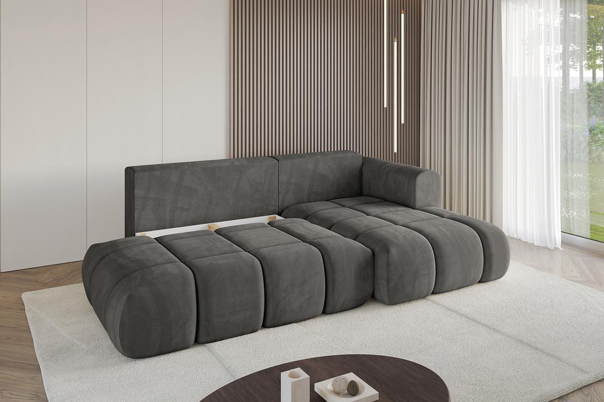ECKSOFA Ottomane Rechts CLOUD-L-v1 280x185x90 Dunkelgrau Velours - Dunkelgrau, Holzwerkstoff/Kunststoff (185/280cm) - ALTDECOR