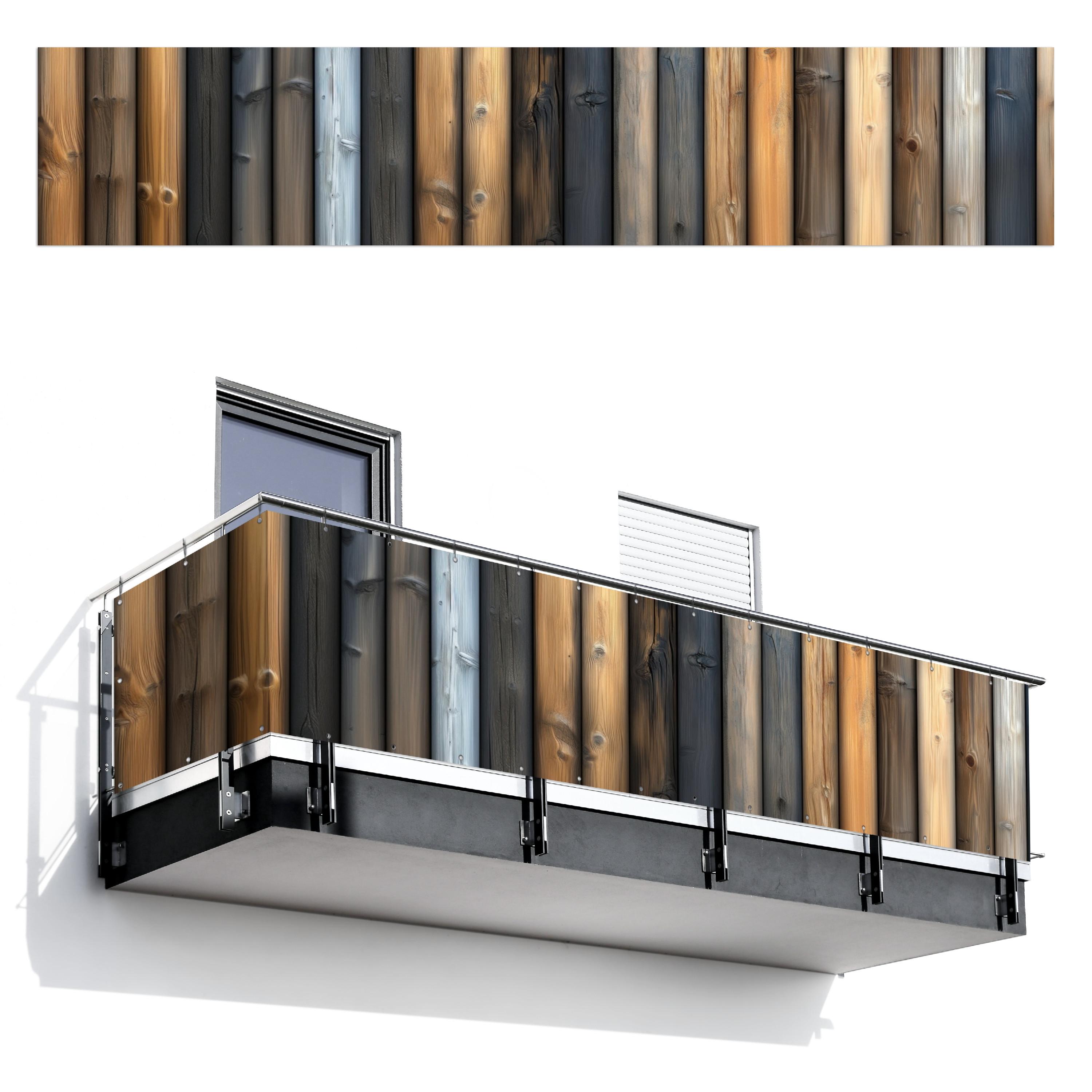 BALKON-SICHTSCHUTZ Holz - Dielen - Gemischt Groß 500x95 cm - Teakfarben, Kunststoff (500/95cm) - MuchoWow