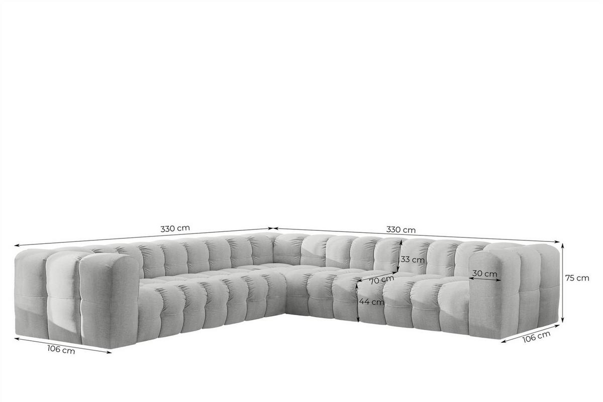 ECKSOFA Solvie Xl In Tiffani - Beige, Holzwerkstoff/Textil (330/330cm) - Fun Möbel