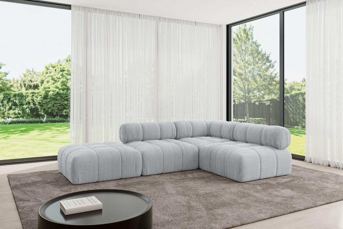 ECKSOFA modulares Sofa Favio-L1 - 285x190x70 cm Grau Cord - Grau, Holzwerkstoff/Textil (285/190cm) - ALTDECOR
