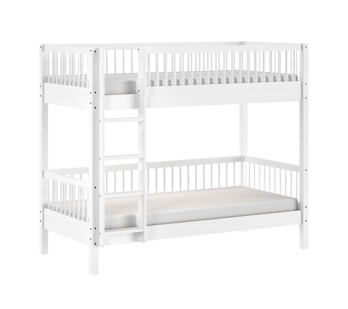 ETAGENBETT 90x200 Keeley Buche Weiß Holz Umbaubar Komfort Stabil - Weiß, Holz (90/200cm) - 58aufmkessel