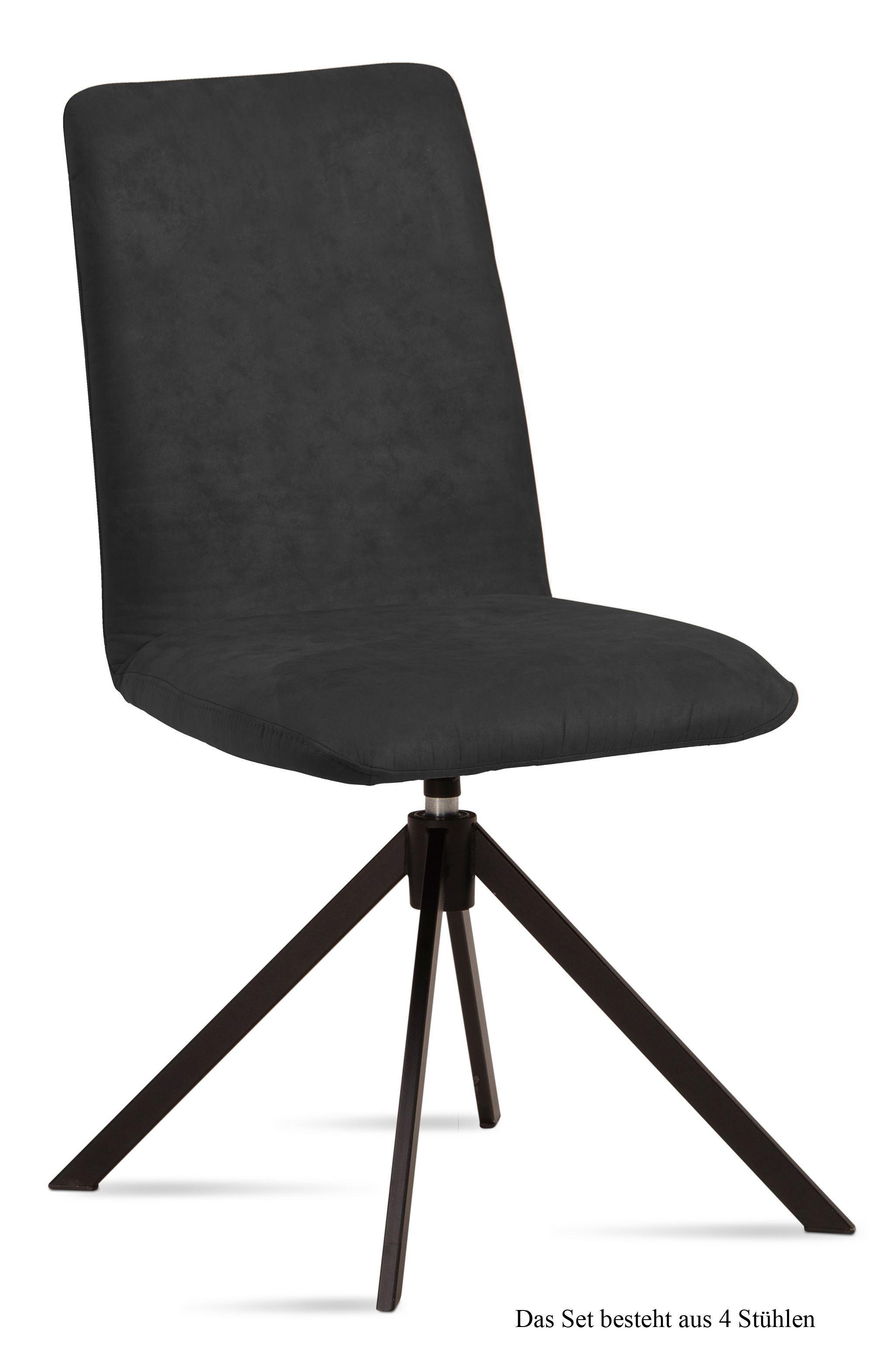 ESSZIMMERSTUHL drehbar (4er-Set) Deanne 47x92x60 Schwarz/Anthrazit - Anthrazit/Schwarz, Kunststoff (60/92/47cm) - 58aufmkessel