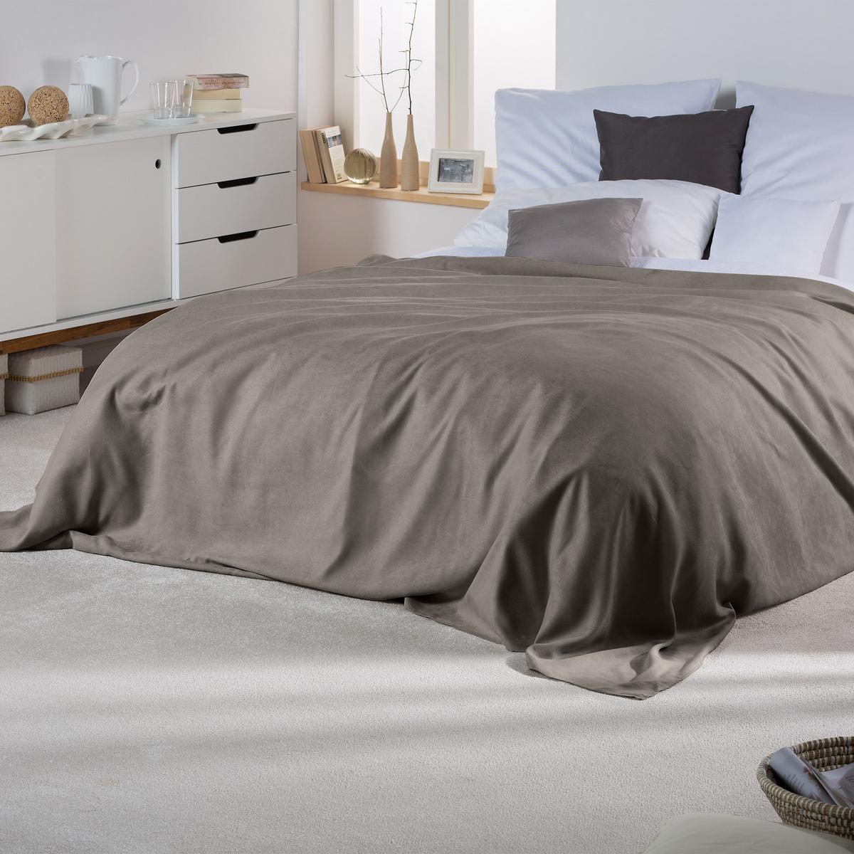 TAGESDECKE Romantica Wildleder Optik 210/280 cm Grau - Grau, Textil (210/280cm) - Beautissu 