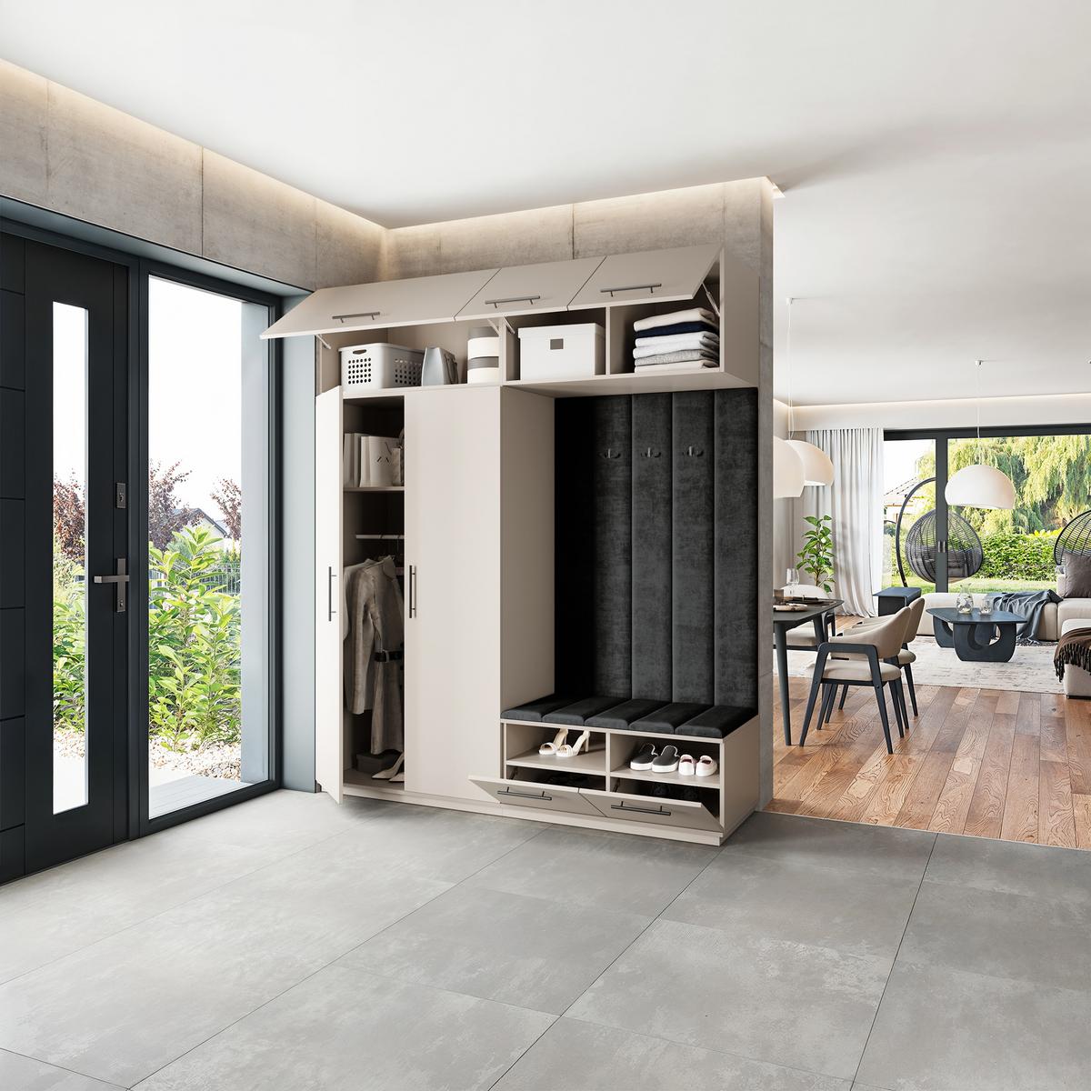 GARDEROBENSCHRANK REMA 200/240/60 cm Modern Kaschmir - Kaschmir/Schwarz, Holzwerkstoff (200/240/60cm) - MASSENO