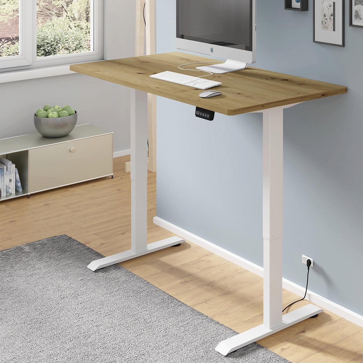 SCHREIBTISCH Ergo Holz und Weiß - Weiß/Braun, Holzwerkstoff (140/70/73cm) - Petits-meubles