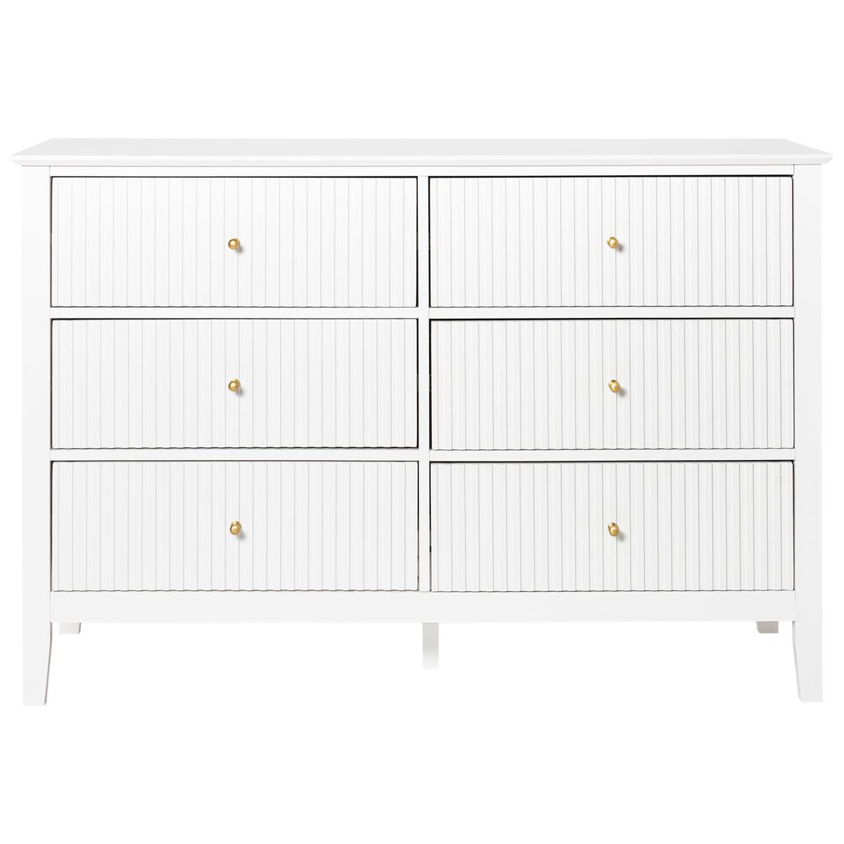 KOMMODE mit 6 Schubladen Weiß Assisi - Weiß, Holzwerkstoff (120/80/40cm) - Beliani