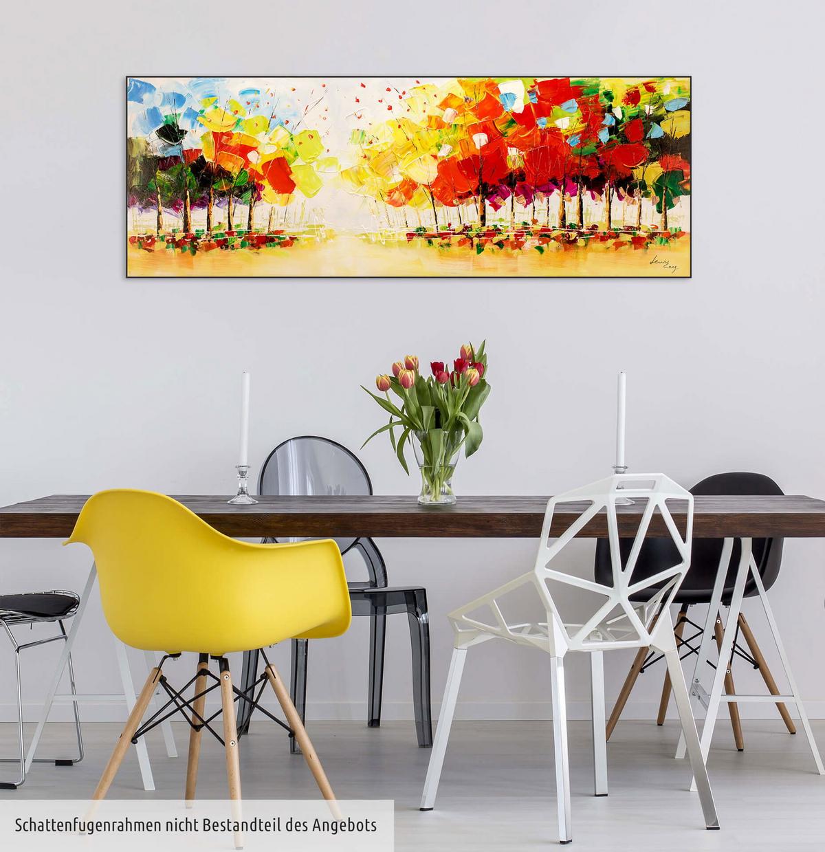 ÖLGEMÄLDE 150/50 cm - Blau/Gelb, Holz/Textil (150/50cm) - KUNSTLOFT