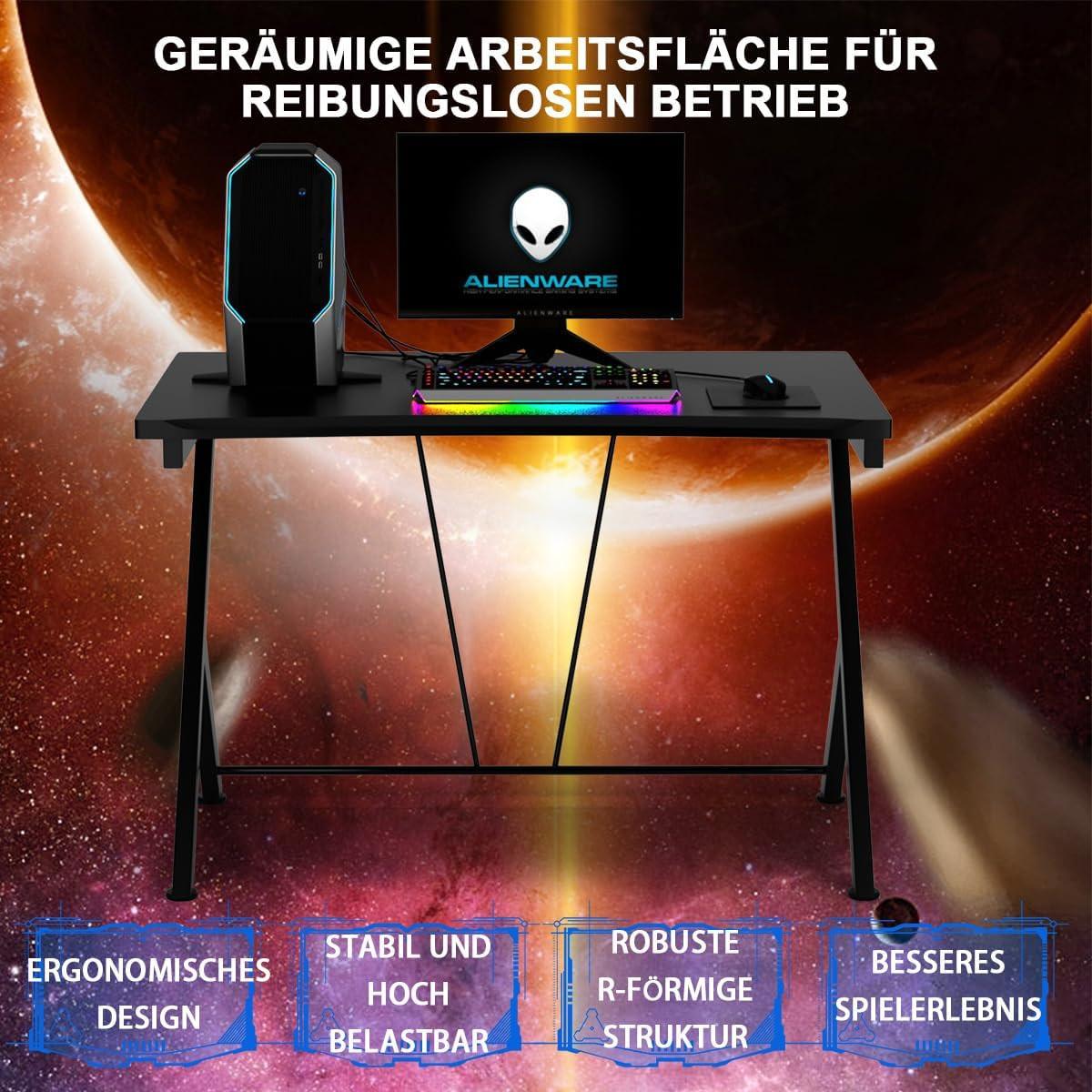 COMPUTERTISCH Schwarz - Schwarz, Holzwerkstoff (75/116/77cm) - COSTWAY