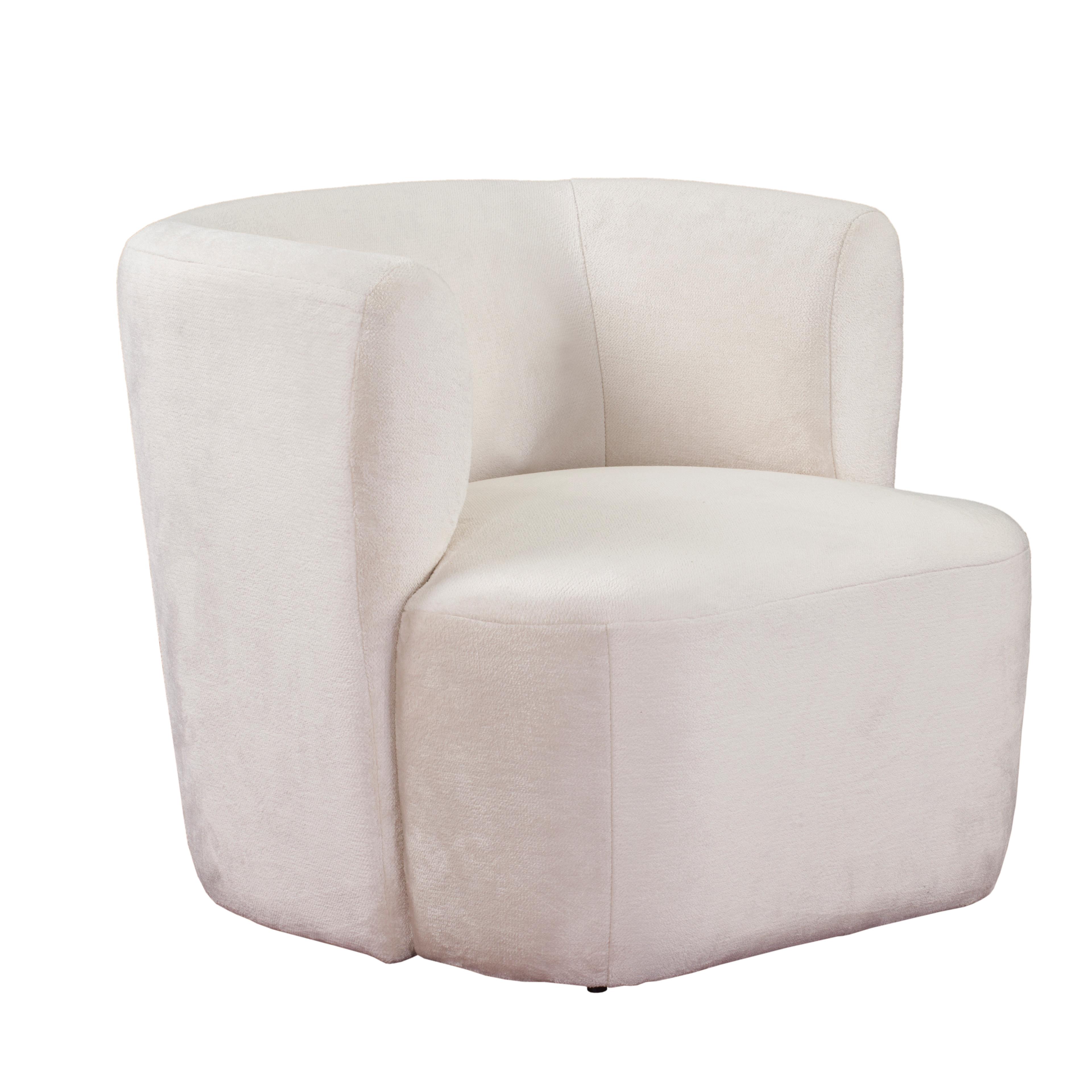 SESSEL MOCHI, Polstersessel Klassisch Loungesessel, Plüsch-Stoff Beige - Beige, Holz/Kunststoff (76/68/76cm) - MASSENO