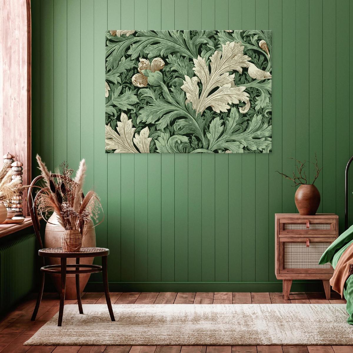 LEINWANDBILD Blätter Vintage Grün 60x40 cm - Multicolor, Holzwerkstoff (60/40cm) - Wallarena