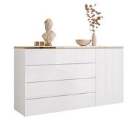 KOMMODE HÄNGENDE AURORA 4S1D Weiß / Weiß hochglanz - Weiß Hochglanz, Holzwerkstoff (140/76/40cm) - Lookway