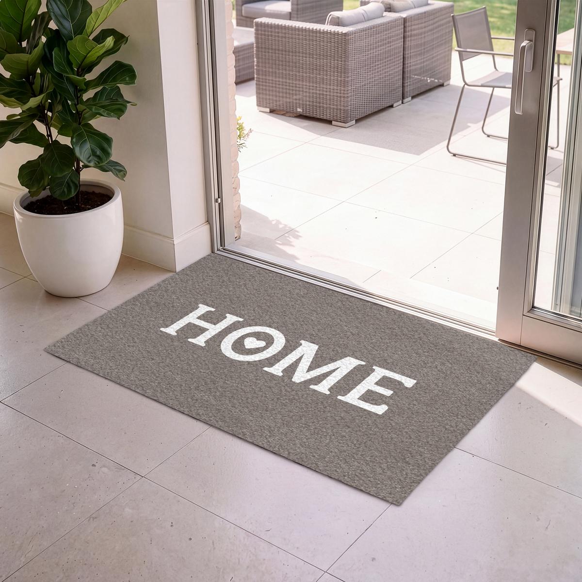 FUSSMATTE Startseite - Text - Taupe Fußabtreter 120x80 cm - Taupe, Kunststoff (120/0.4cm) - MuchoWow