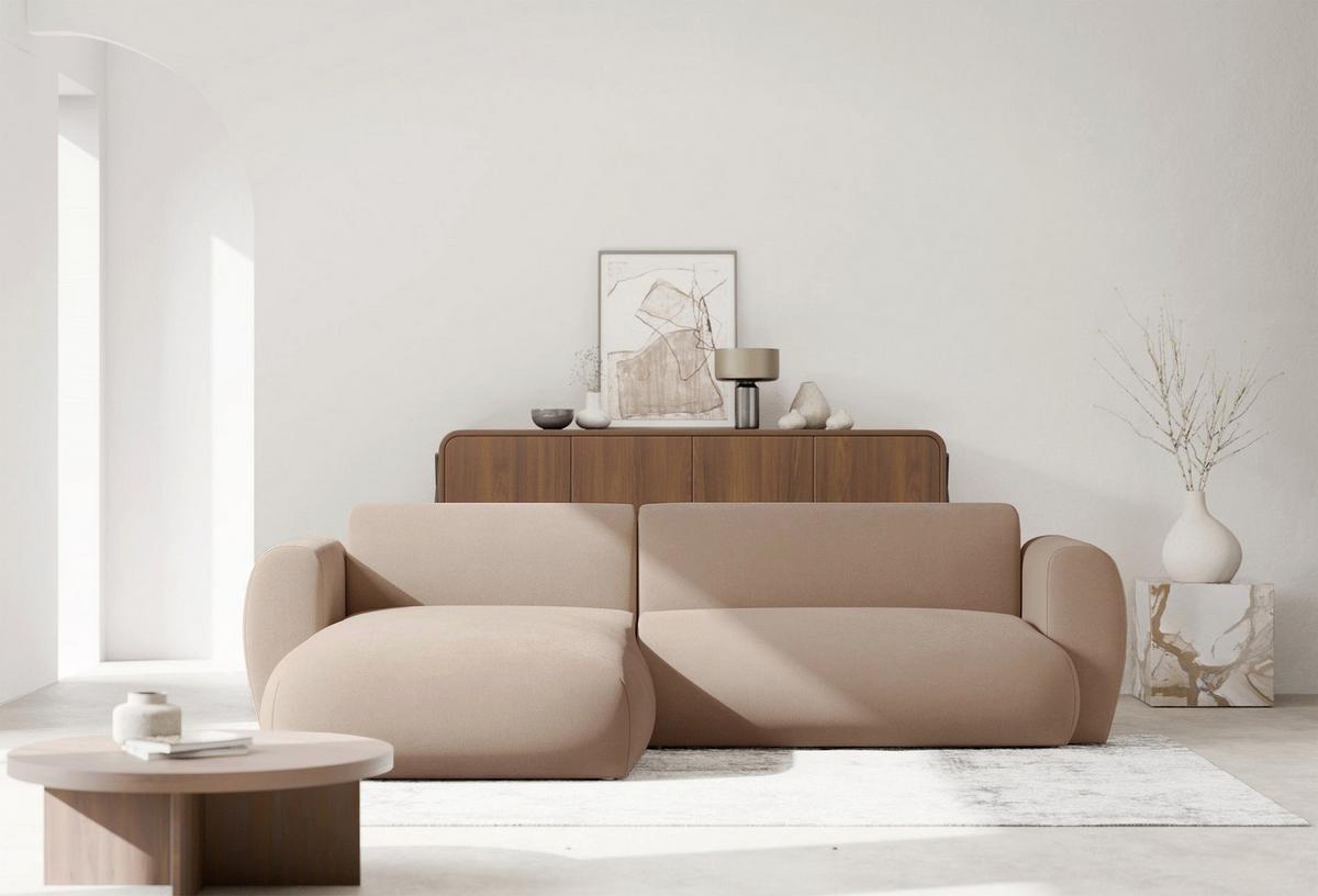 ECKSOFA Emia Beige links - Beige/Schwarz, Kunststoff/Textil (262/156cm) - Selsey