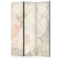 PARAVENT Beidseitig Bedruckter 3-tlg 135x172 cm Pfingstrosen Blumen - Creme, Holz/Textil (135/172/3cm) - Muralo