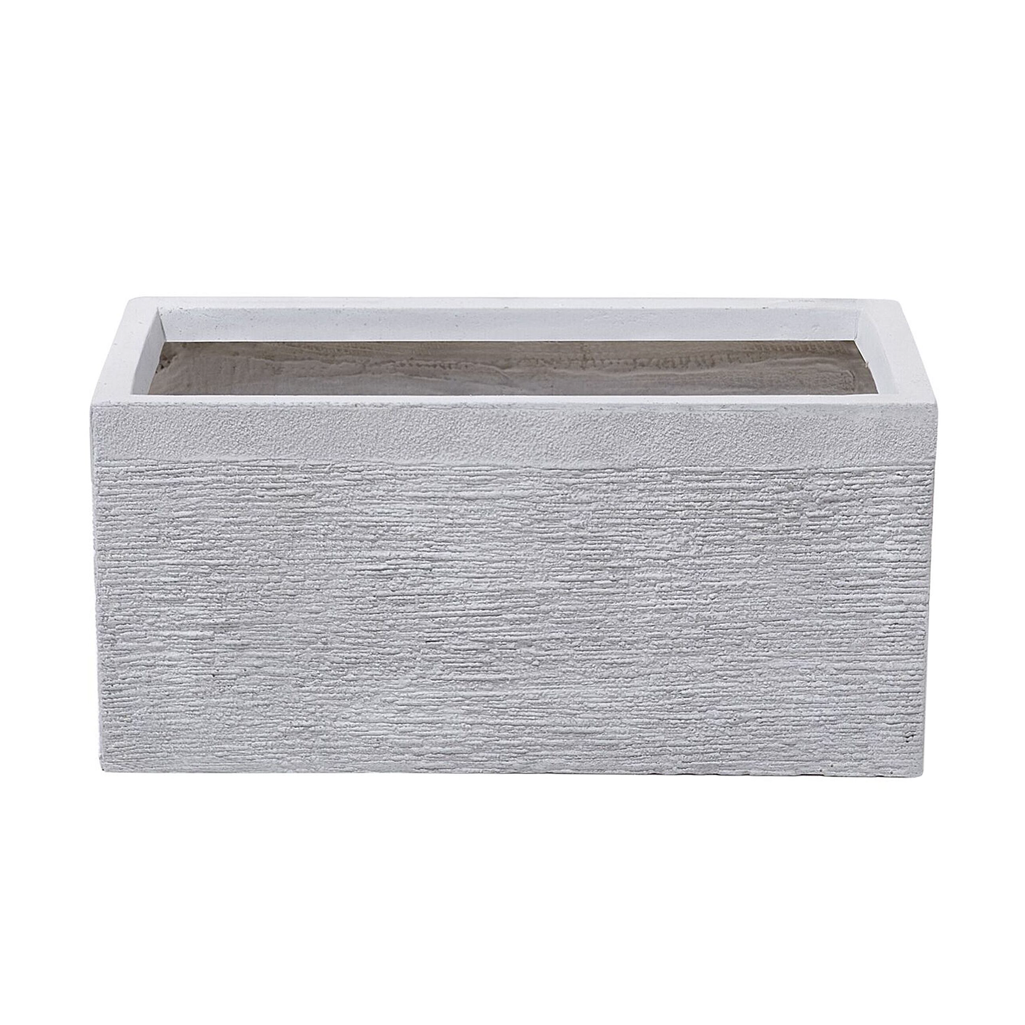 BLUMENTOPF weiß rechteckig 50/23/24 cm Myra - Weiß, Naturmaterialien (24cm) - Beliani