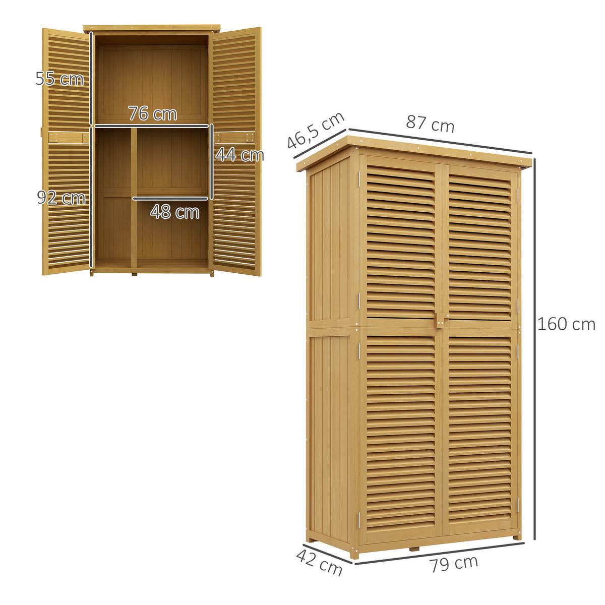 GARTENSCHRANK, Kiefernholz, Gelb - Gelb, Holz (46.5/160/87cm) - Outsunny