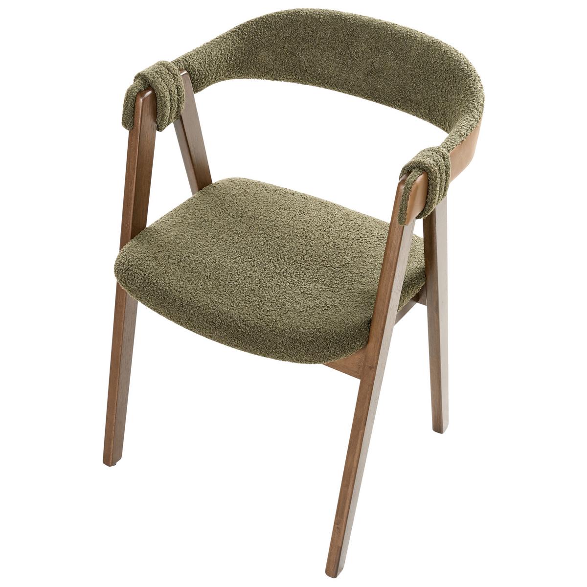 ESSZIMMERSTUHL 2er Set Bouclé Dunkelbraun / Grün Day - Dunkelbraun/Grün, Holz/Textil (55/75/57cm) - Beliani