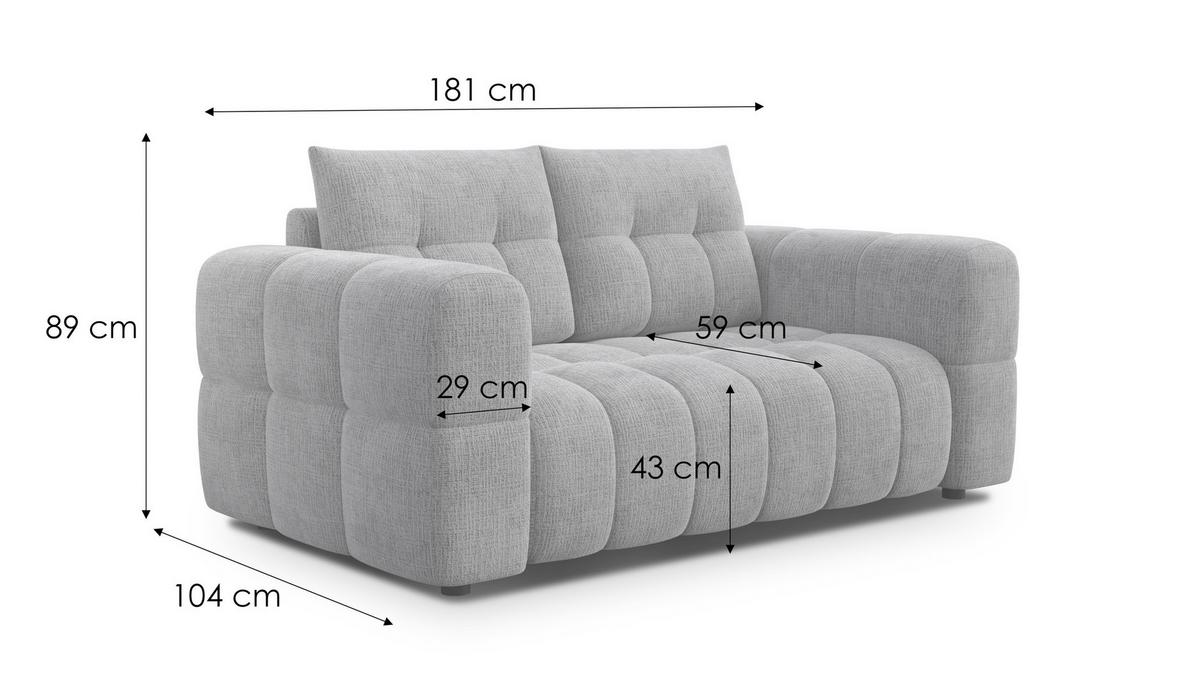 SOFA CLOUDI 2-Sitzer, creme - Creme/Schwarz, Holz/Textil (181/89/104cm) - Wozimo