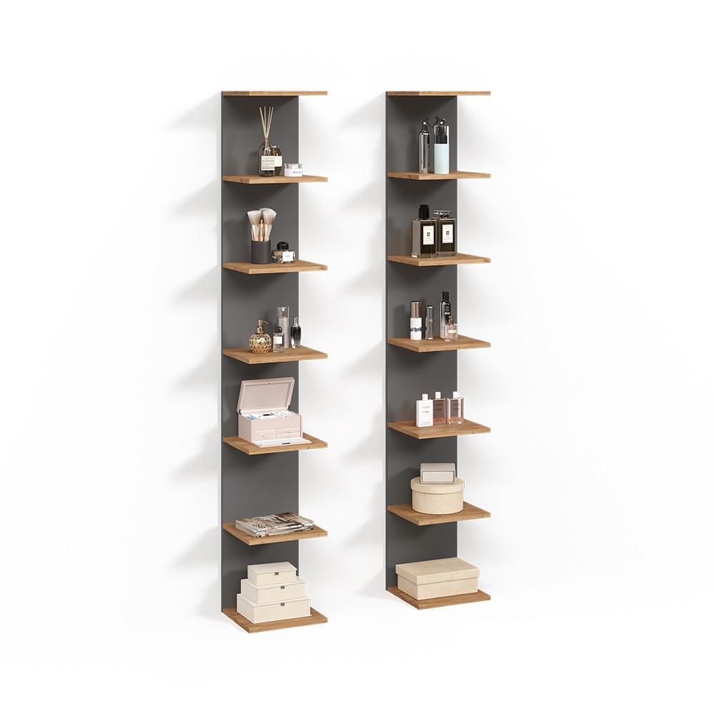 WANDREGAL Vesuvio Anthrazit 30 x 190 cm 2er Set - Anthrazit, Holzwerkstoff (30/190/28cm) - Livinity®