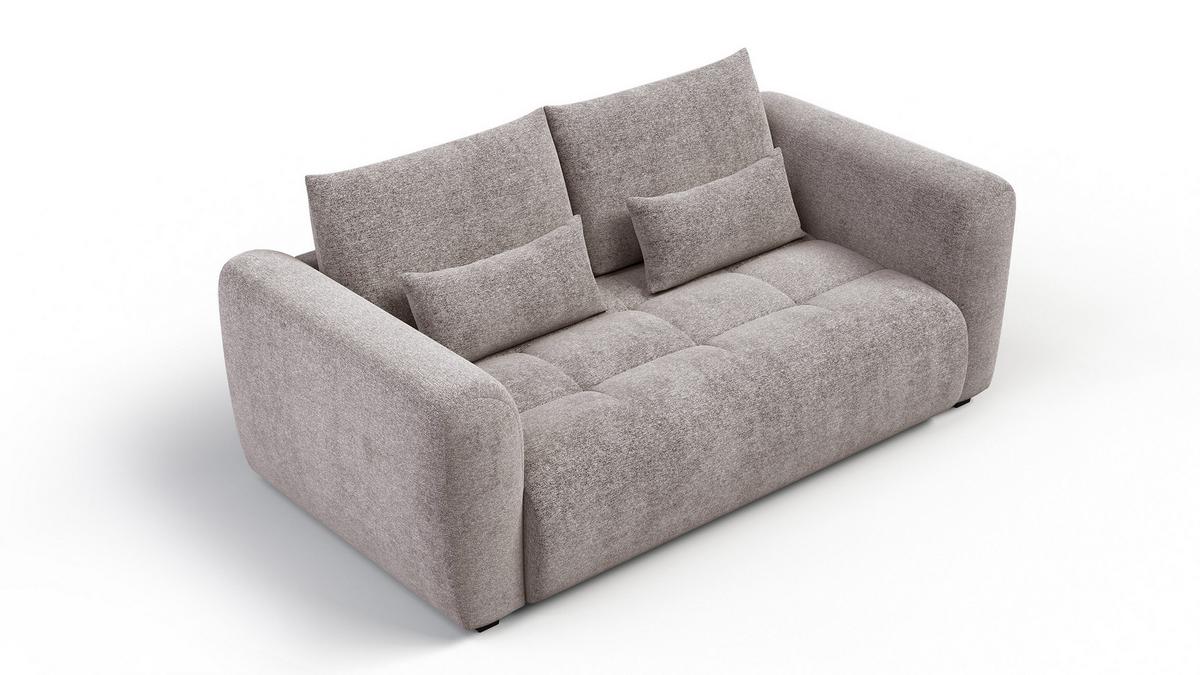 SOFA SORENO 3-Sitzer, dunkelbeige - Beige/Schwarz, Holz/Textil (214/94/114cm) - Wozimo