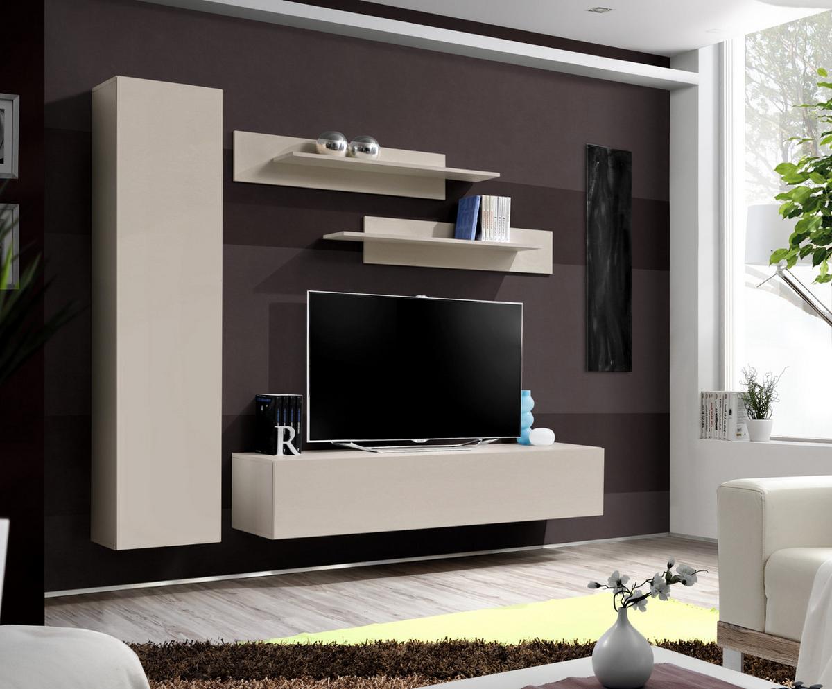 WOHNWAND Kaschmir 210 cm 4-teilig hängend, Anbauwand mit Push-to-Open - Kaschmir, Holzwerkstoff (210/170/40cm) - Inn.Furn