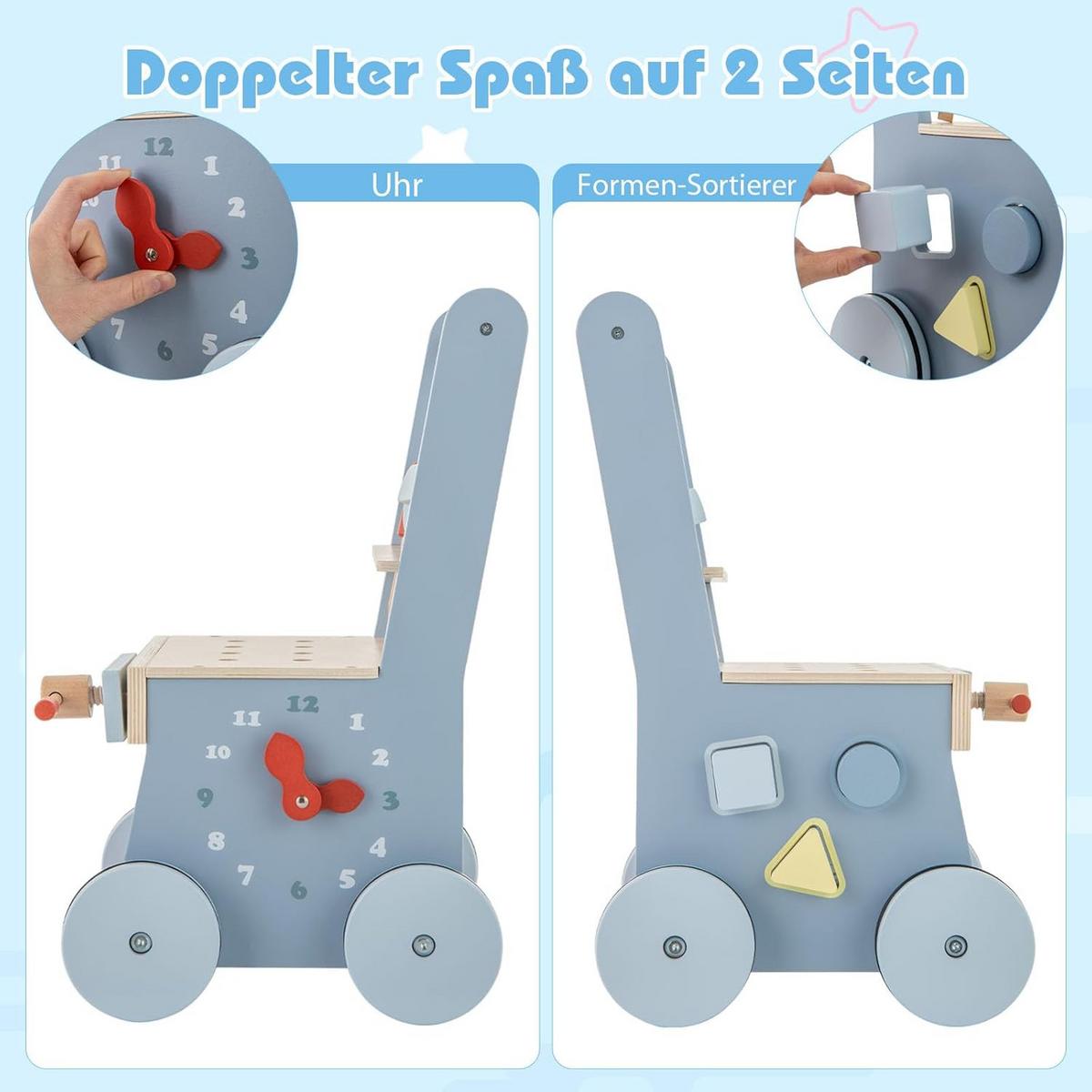 LAUFLERNWAGEN Blau - Blau, Holzwerkstoff (30/47/30cm) - COSTWAY