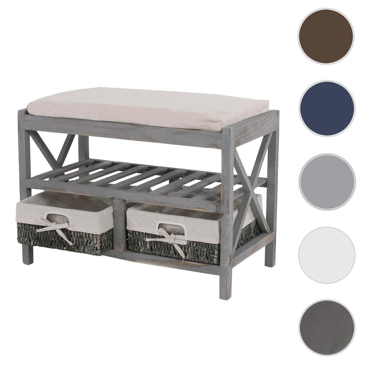 SCHUHREGAL SITZBANK Grau, Cremeweiß - Weiß/Grau, Holz (65/45/34cm) - MCW