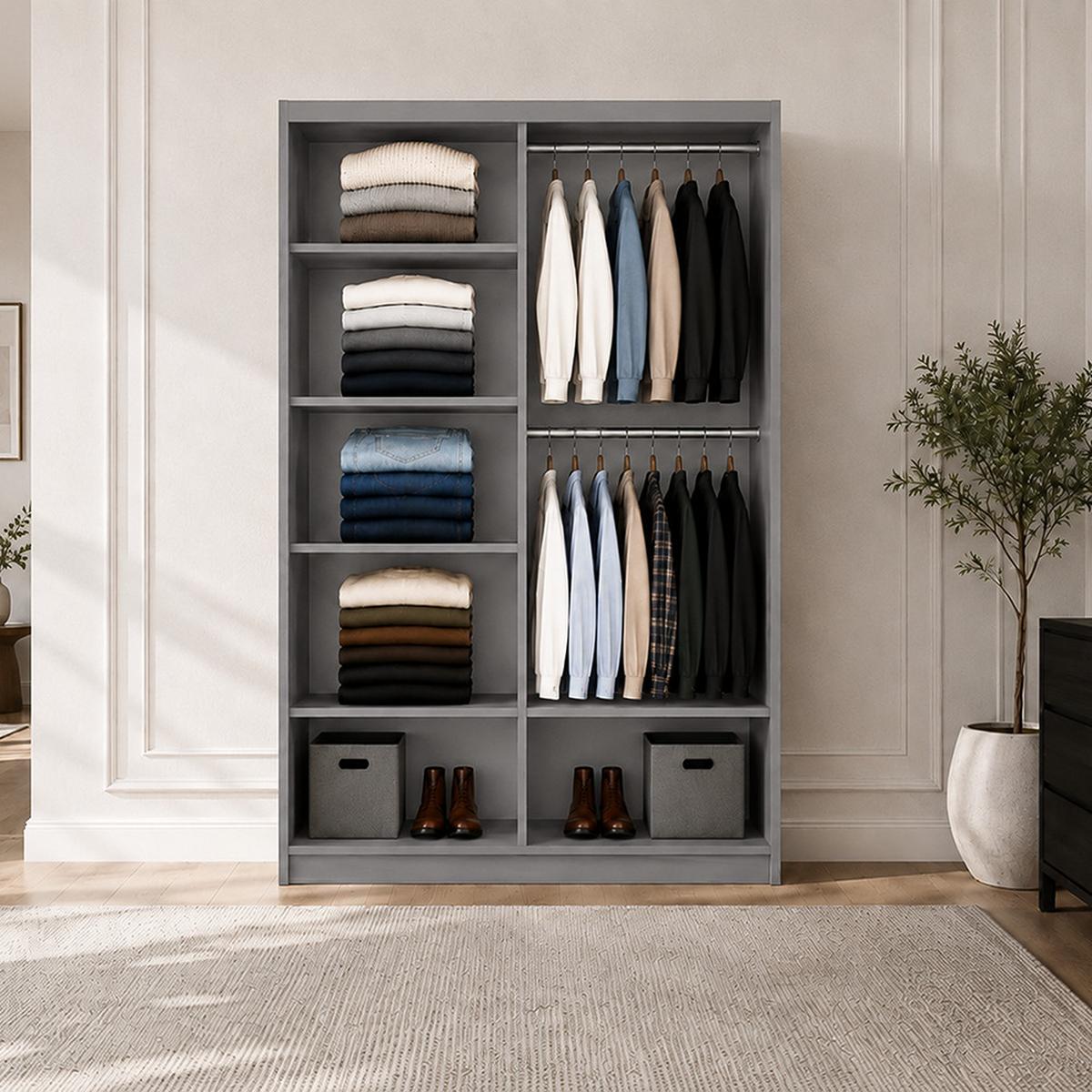 KLEIDERSCHRANK Milan 120 cm, 120/215/64, 2-türig, grau - Grau, Holzwerkstoff (120/215/64cm) - imoebel24