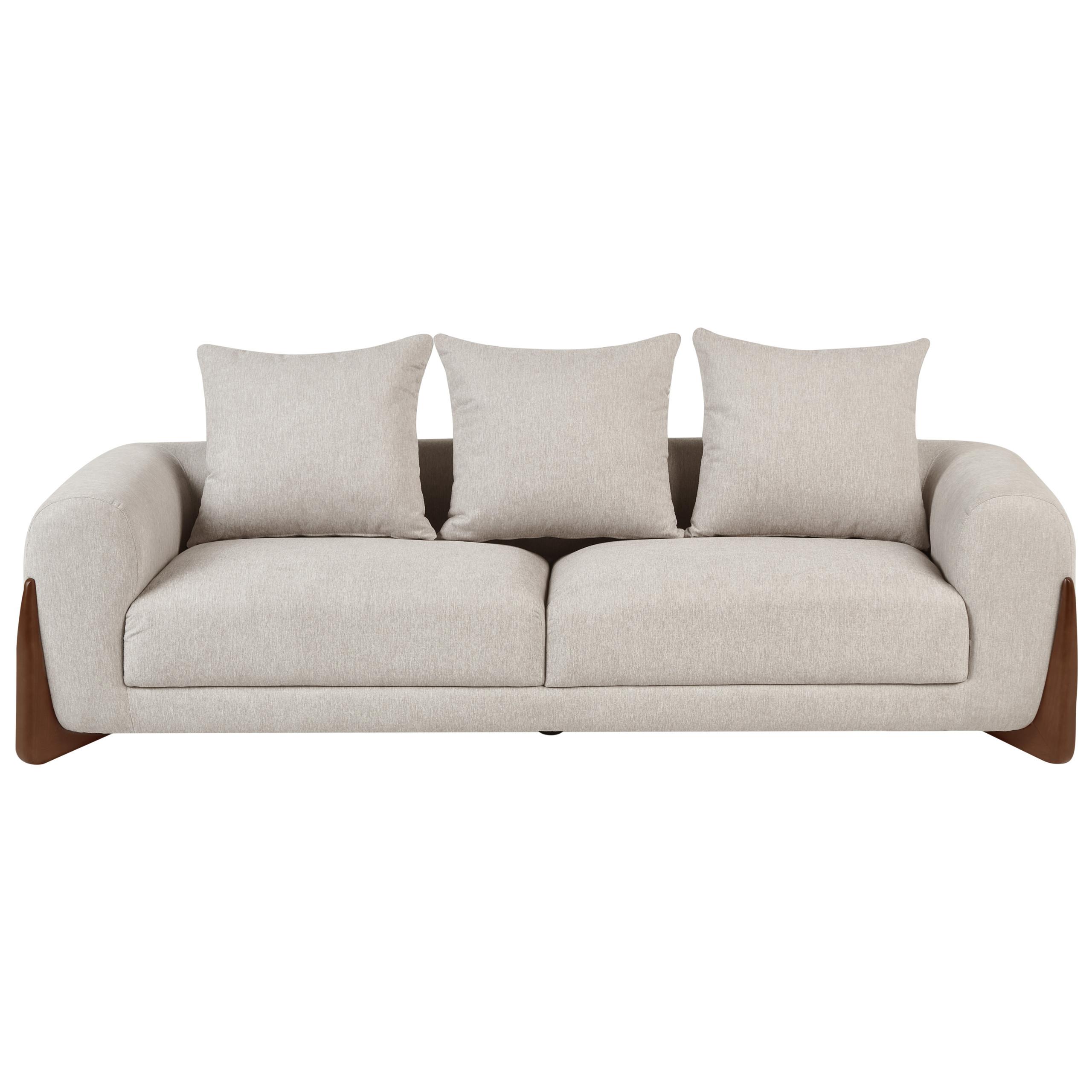 3-SITZER-SOFA Taupe Vinliden - Beige/Braun, Textil (217/62/87cm) - Beliani