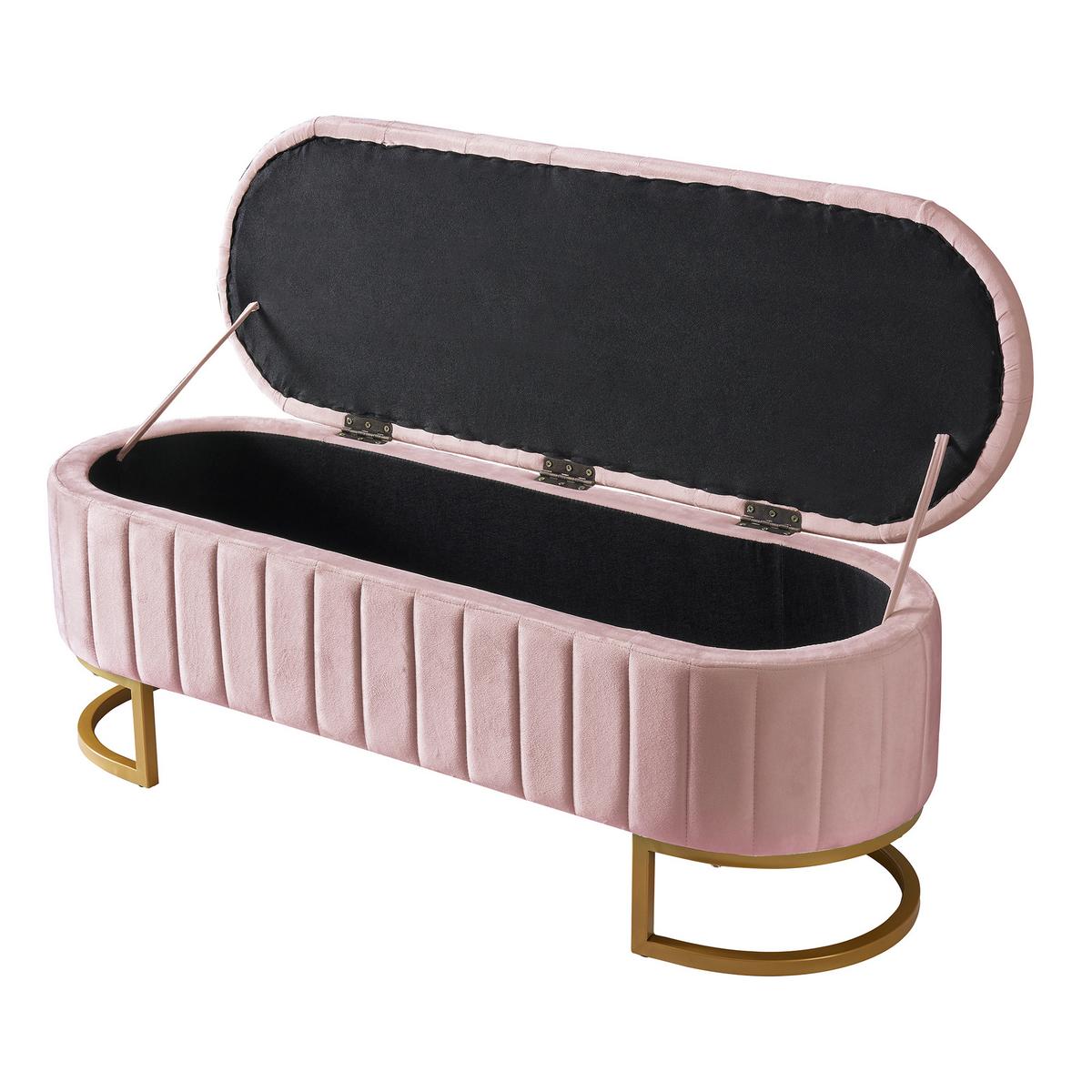 SITZBANK aus Samt Luxuriöse Polsterbank mit Stauraum & Gold-Gestell - Pink, Textil (120/43/39.9cm) - Urban Meuble