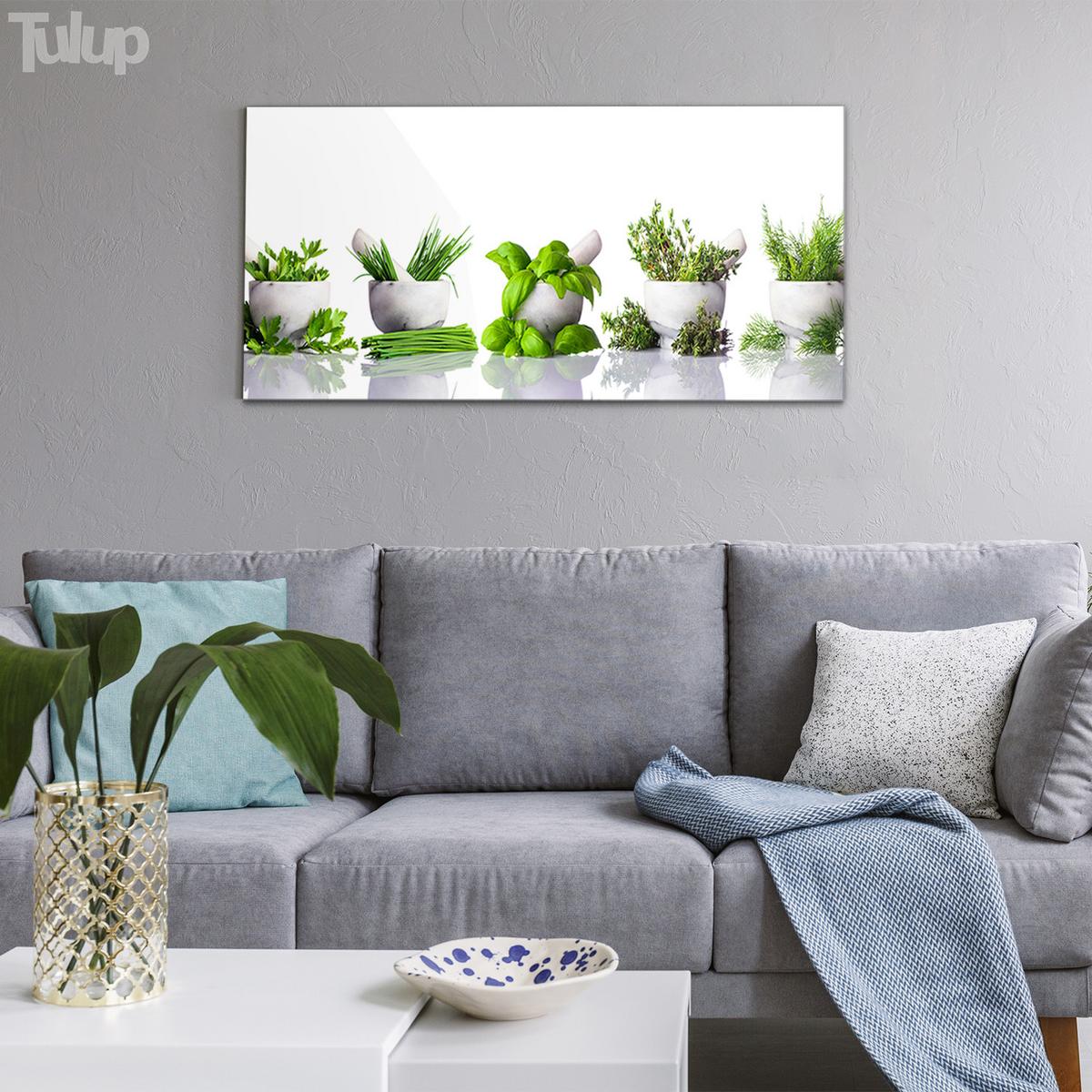 GLASBILD 120x60 cm Mörser - Hellgrün, Glas (120/60cm) - TULUP