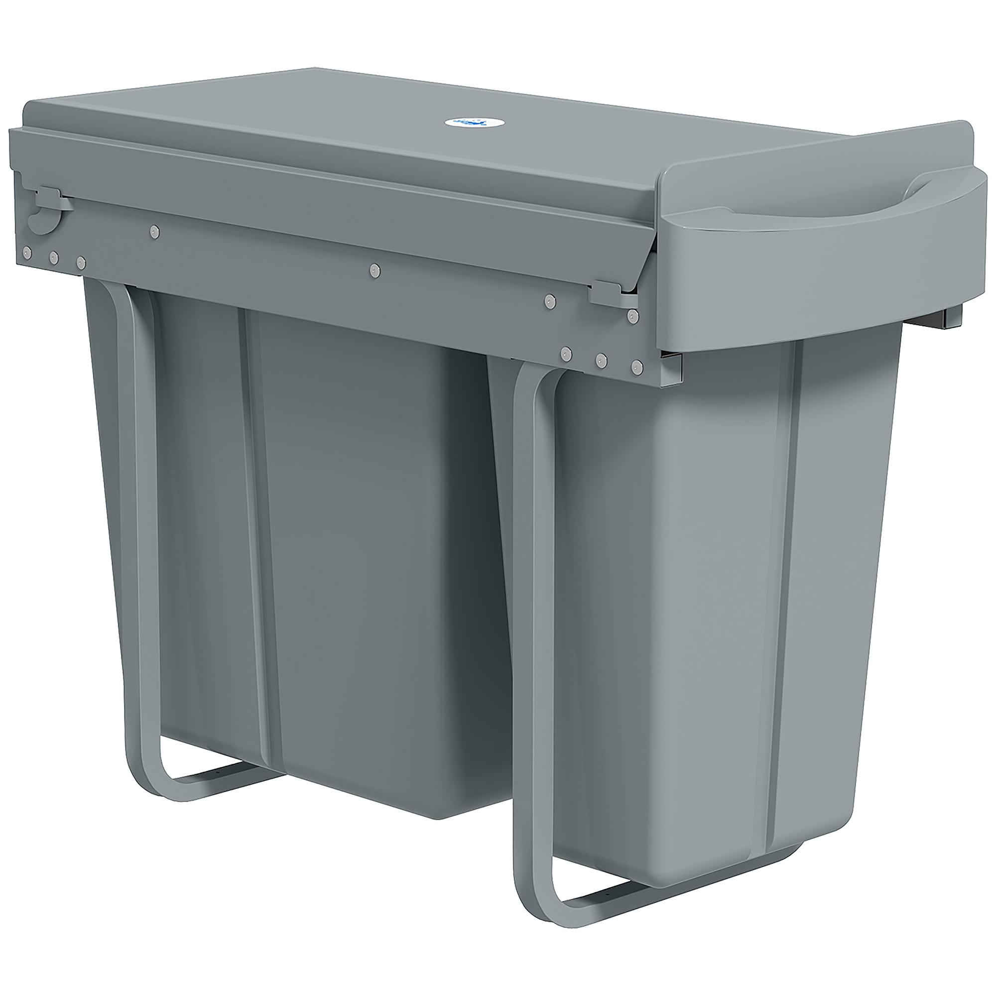 EINBAUMÜLLEIMER Kunststoff Metall Grau - Grau, Kunststoff (26/40.8/52cm) - HOMCOM