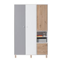 DREHTÜRENSCHRANK Figo mit 3 Türen und 2 Schubladen - Weiß/Eiche Artisan, Holzwerkstoff (120/190/50cm) - Beautysofa