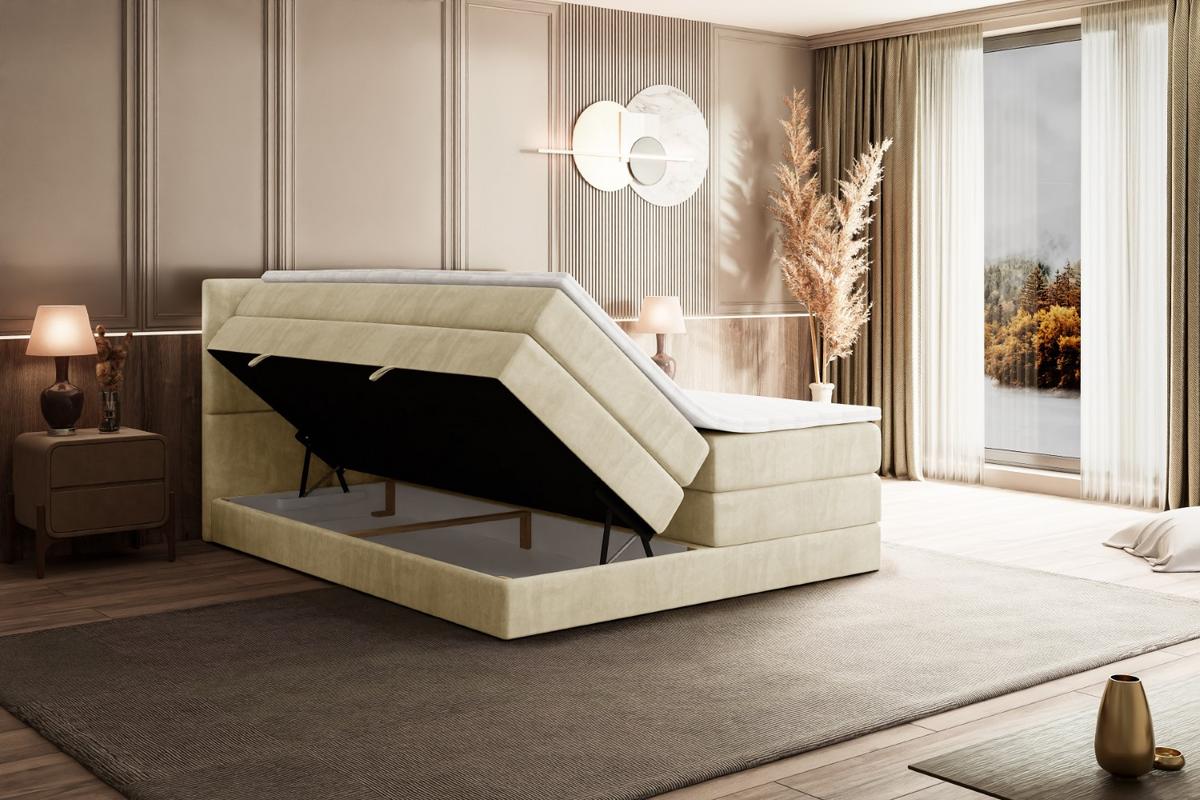 BOXSPRINGBETT OHIO KING - 140x200 - H3/H4 - Beige - Beige, Holzwerkstoff (140/200cm) - ALTDECOR