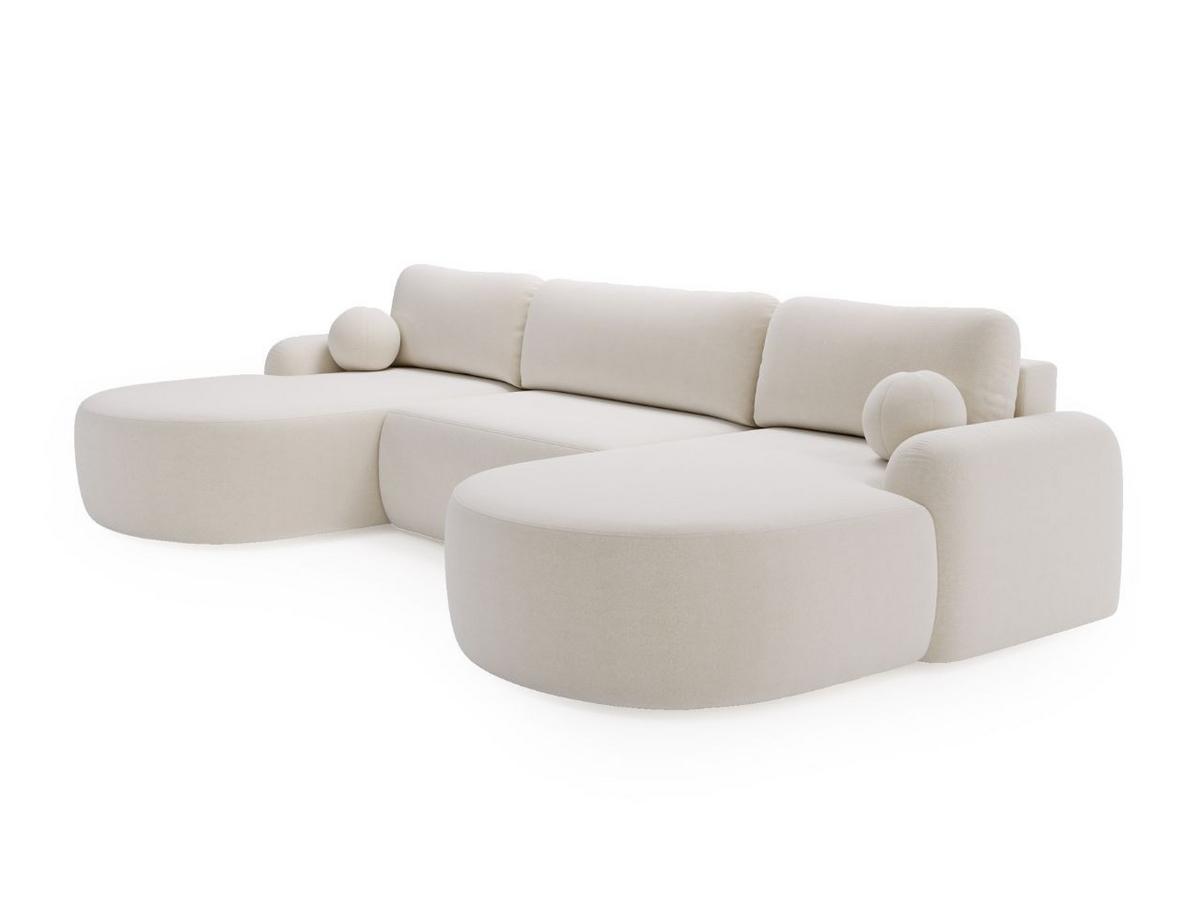 ECKSOFA Aurio U Bouclé-Stoff Weiß - Schwarz/Weiß, Kunststoff/Textil (347/177cm) - Graingold