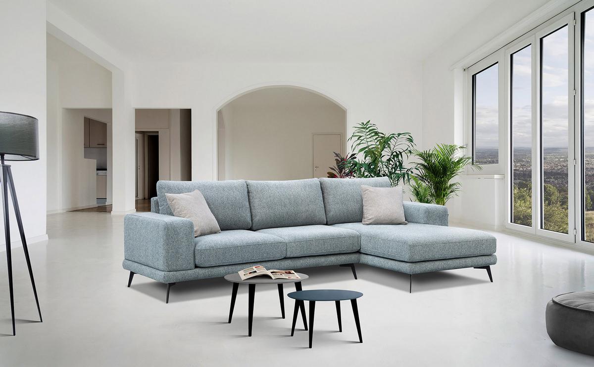ECKSOFA MEDIOLANE 4-Sitzer, mintgrün - Mintgrün, Holzwerkstoff/Textil (282/219cm) - Wozimo