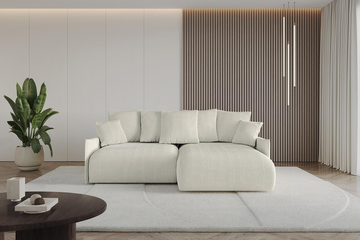 ECKSOFA Ottomane rechts ONESK-L -v1 216x177x72 Creme Cord - Ecru/Creme, Holzwerkstoff/Kunststoff (177/216cm) - ALTDECOR