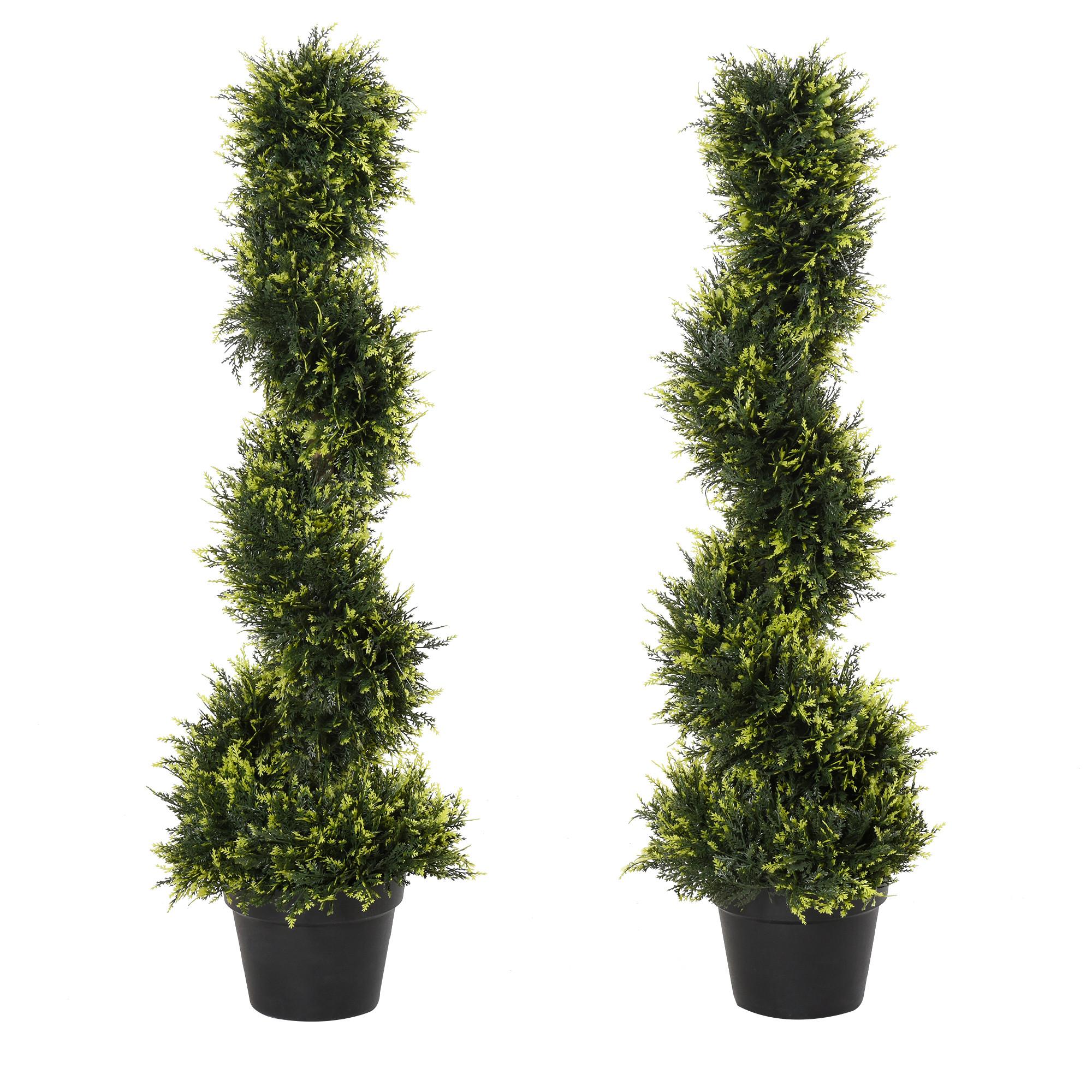 KÜNSTLICHE ZEDERNBAUM 2er Set, groß 90 cm - Grün, Kunststoff (90cm) - Outsunny