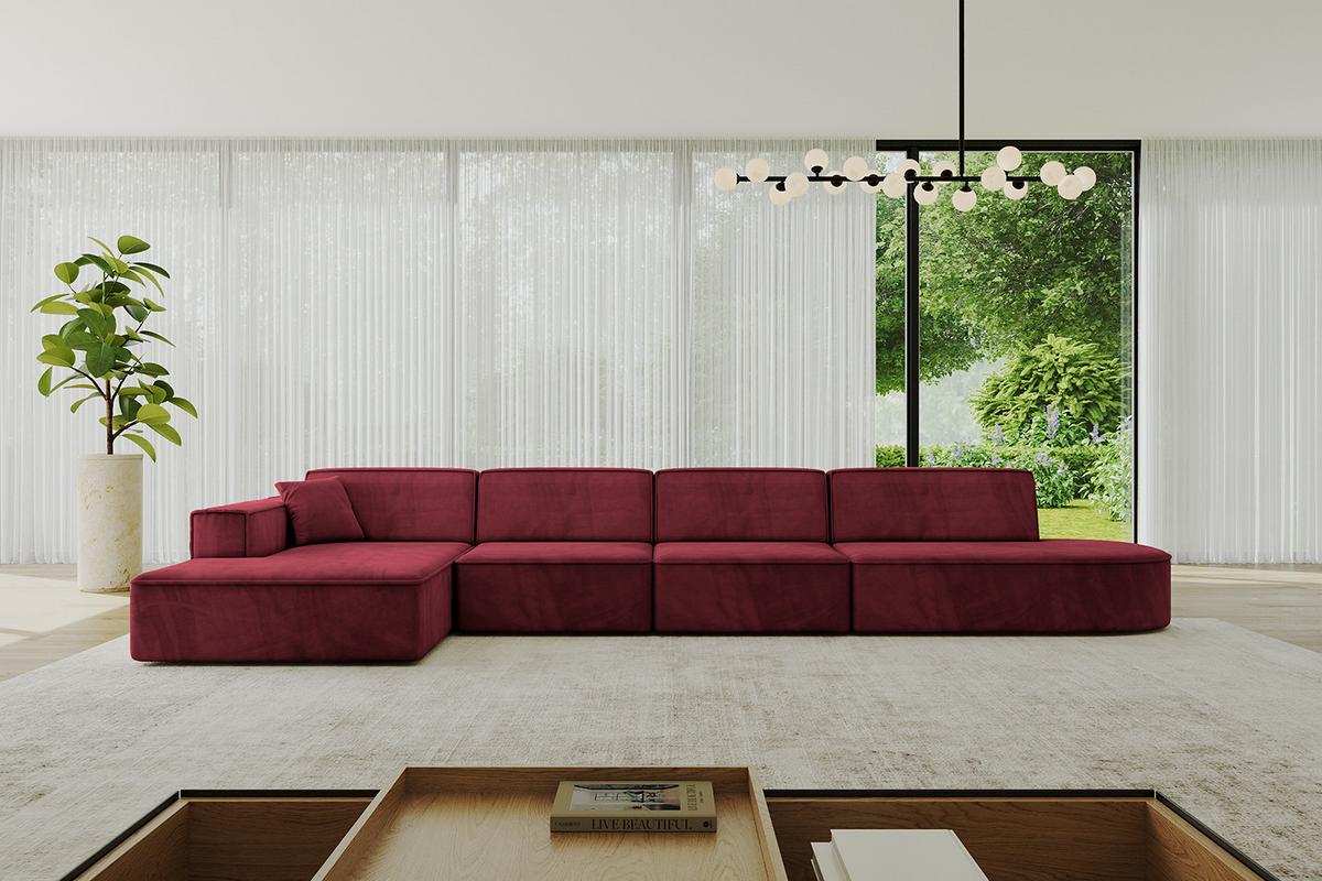 ECKSOFA Ottomane Links IREA-L3-v4 - 412x165x77 cm Bordeauxrot - Bordeaux, Holzwerkstoff/Textil (412/165cm) - ALTDECOR