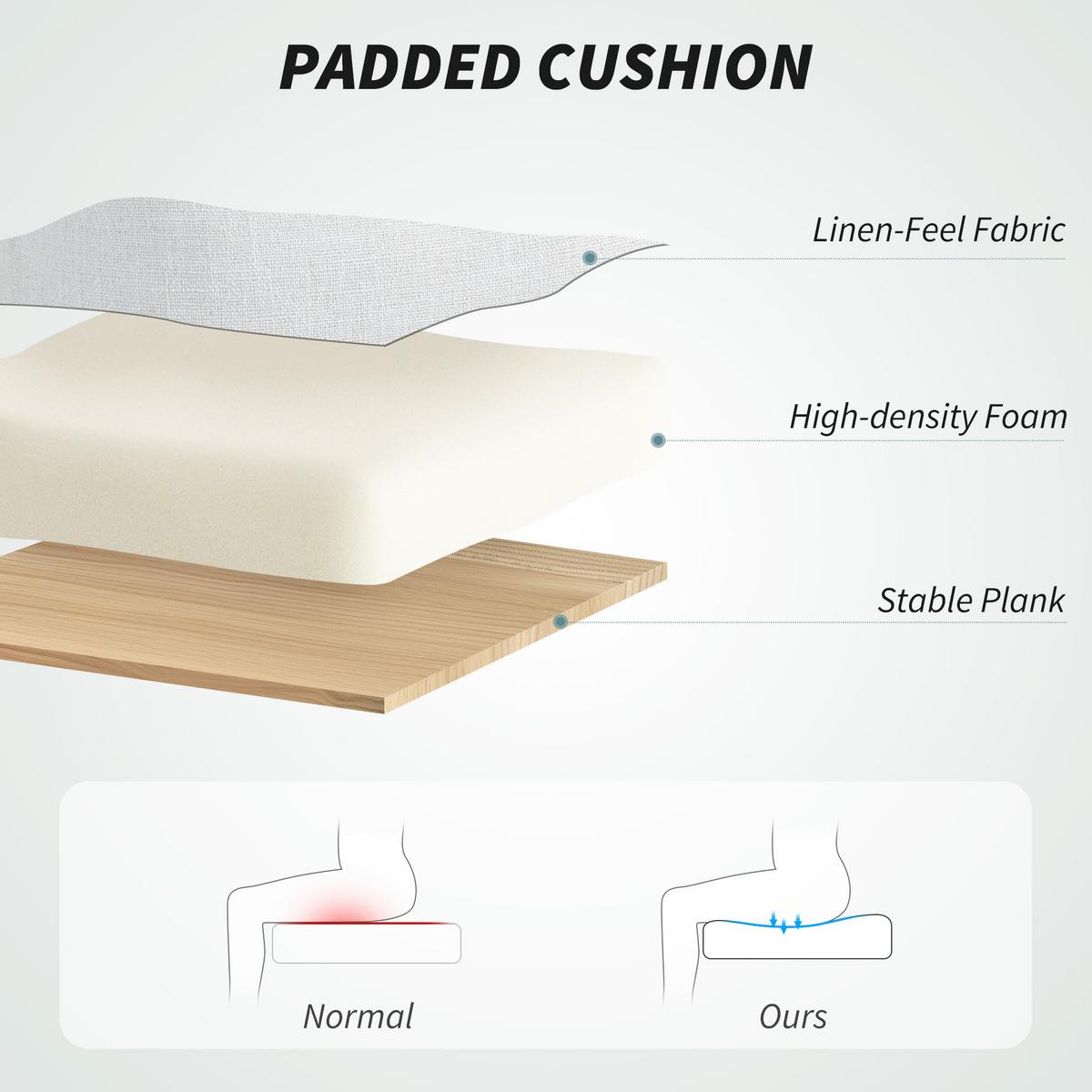 BÜROSTUHL Ergonomischer Schreibtischstuhl mit Lendenwirbelstütze, Fußstütze - Creme, Textil (68/122/70cm) - HOMCOM