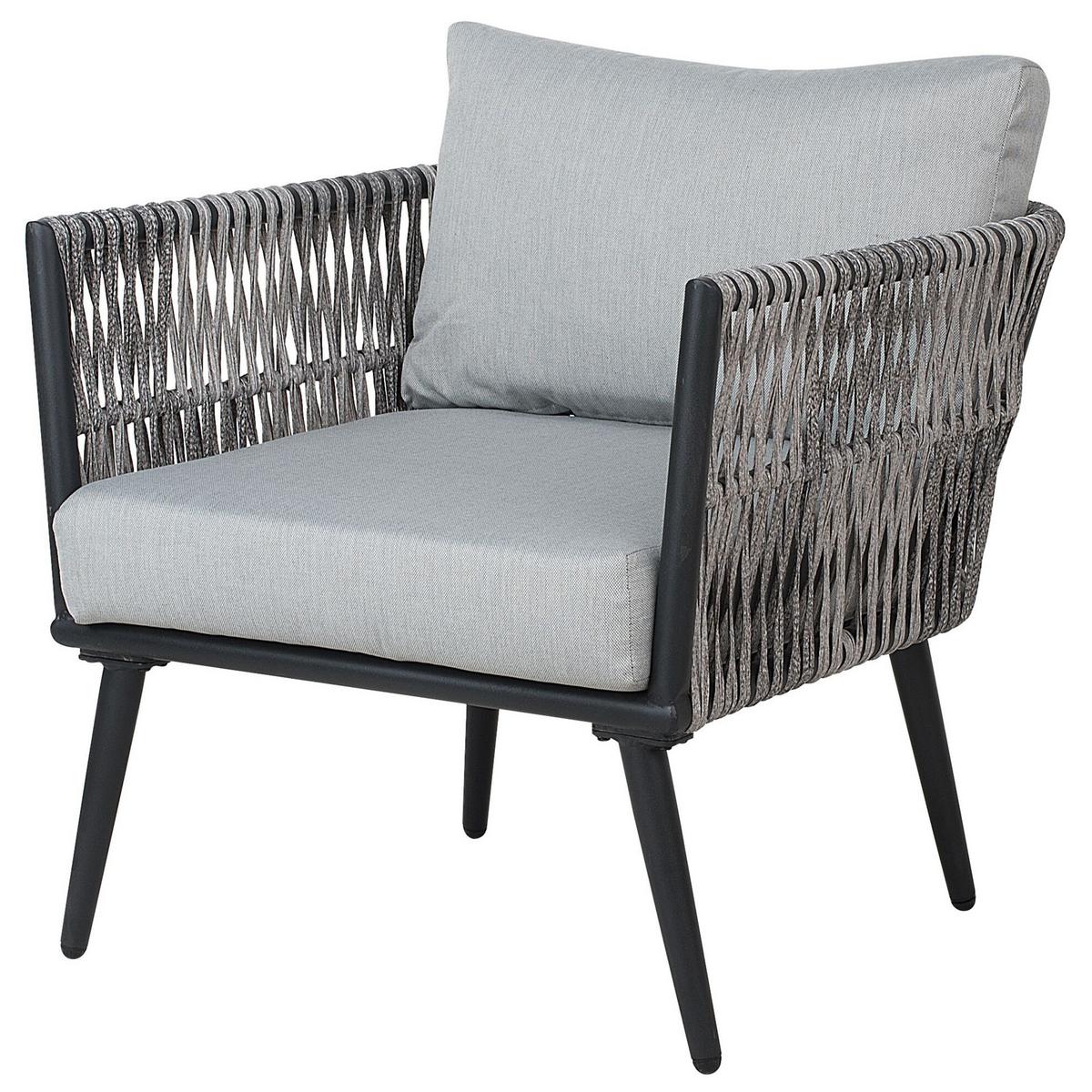 GARTENMÖBEL-SET 4-sitzer Rattan Grau Preveza - Grau, Kunststoff - Beliani
