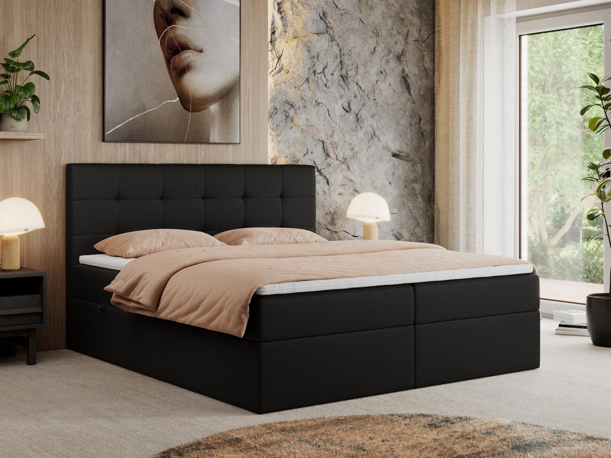 BOXBETT CENTO 200/200 Schwarz Kunstleder - H4 - Schwarz, Holz/Textil (200/200cm) - MKS