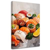 LEINWANDBILD Essen & Trinken 80x120cm - Multicolor, Textil (80/120cm) - Feeby
