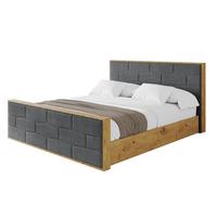 POLSTERBETT mit Bettkasten, Fußteil und Lattenrost, Boxbett mit Matratze H3/H4 - ENZO8-Z 200x200 Dunkelgrau - Anthrazit, Holzwerkstoff/Textil (200/200cm) - ALTDECOR