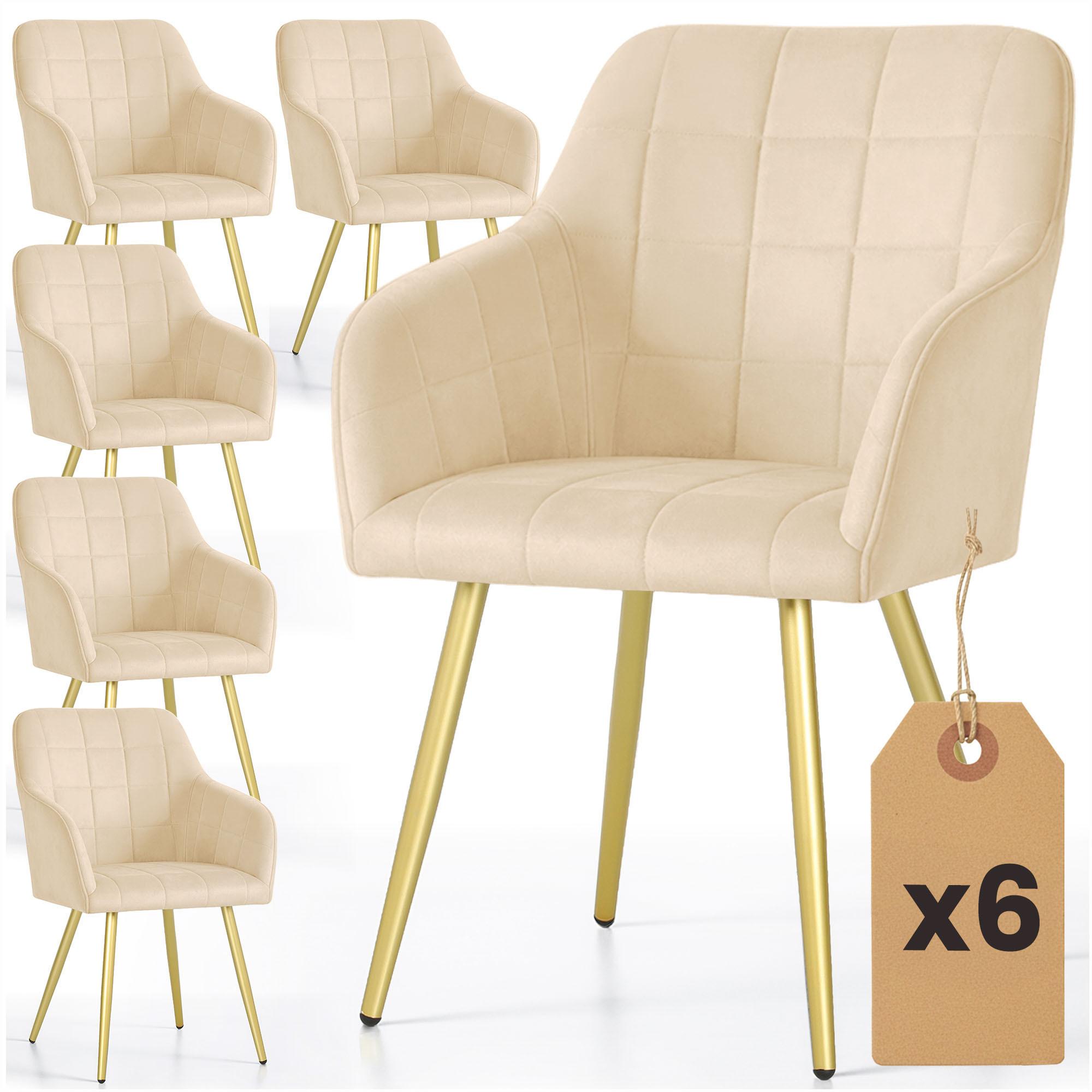 POLSTERSTUHL 6er Set, Metallbeine Beige, Gold 54/82/58 - Beige, Textil (54/82/51cm) - RAUMHIRSCH FURNITURE