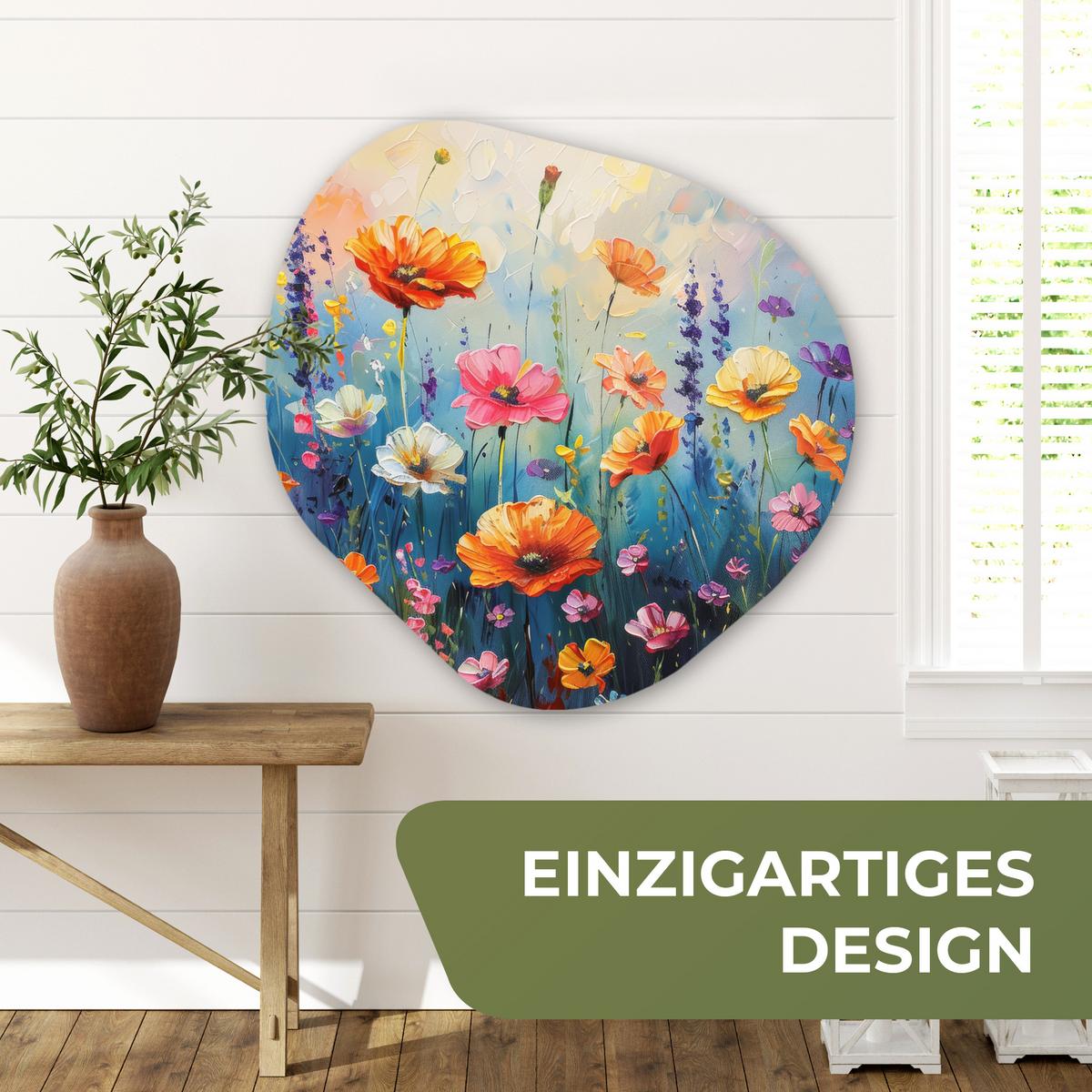 WANDBILD Blumen - Natur - Aquarell - Kunst Room Decor 90x90 cm - Multicolor, Kunststoff (90/90cm) - MuchoWow